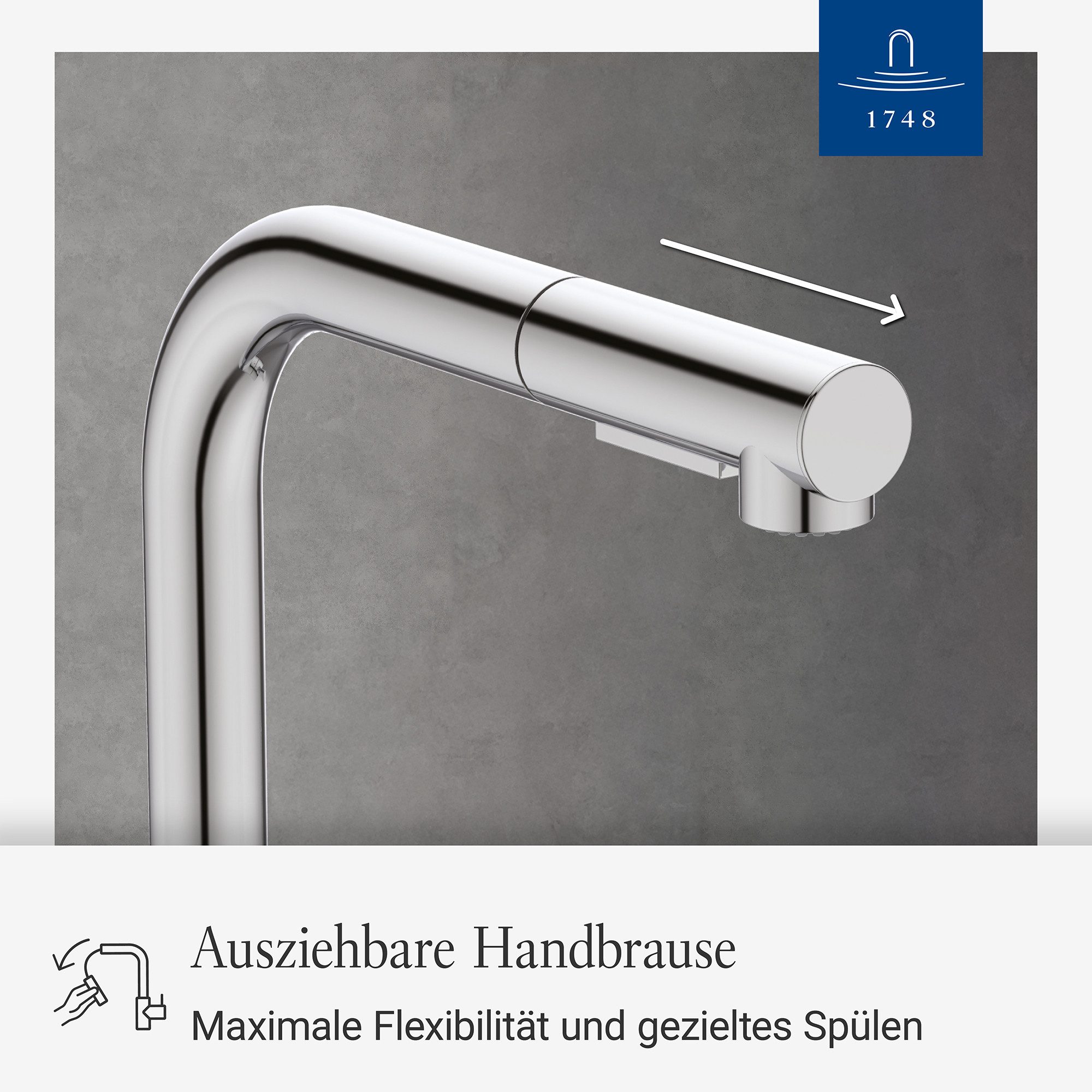 Villeroy & Boch Küchenarmatur Variaro FirmaFlow® Kartusche, mit Handbrause, 360° schwenkbarer Auslauf – Bild 2 von 5