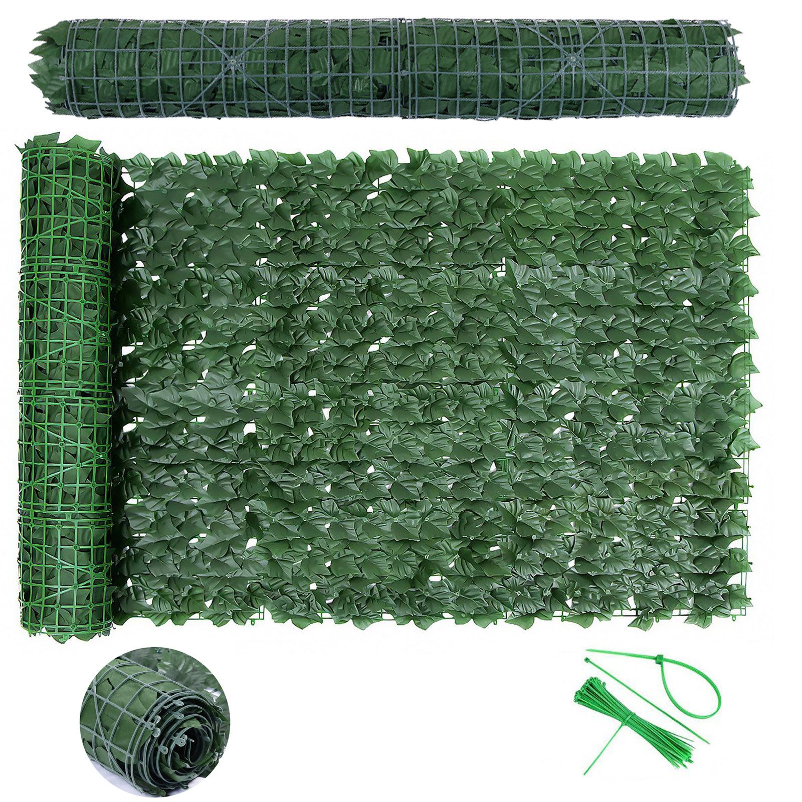 BlingBin Balkonsichtschutz Sichtschutzzaun aus künstlichem Efeu, Sichtschutz für Balkone (1er Set, 1-St., 1 Stück) Sichtschutz aus künstlichem Efeu, 100 x 600 cm, für Garten, Balkon