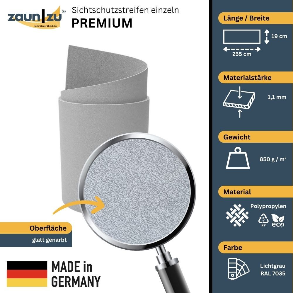 zaunzu Sichtschutzstreifen Premium Einzelstreifen genarbte Lederstruktur günstig online kaufen