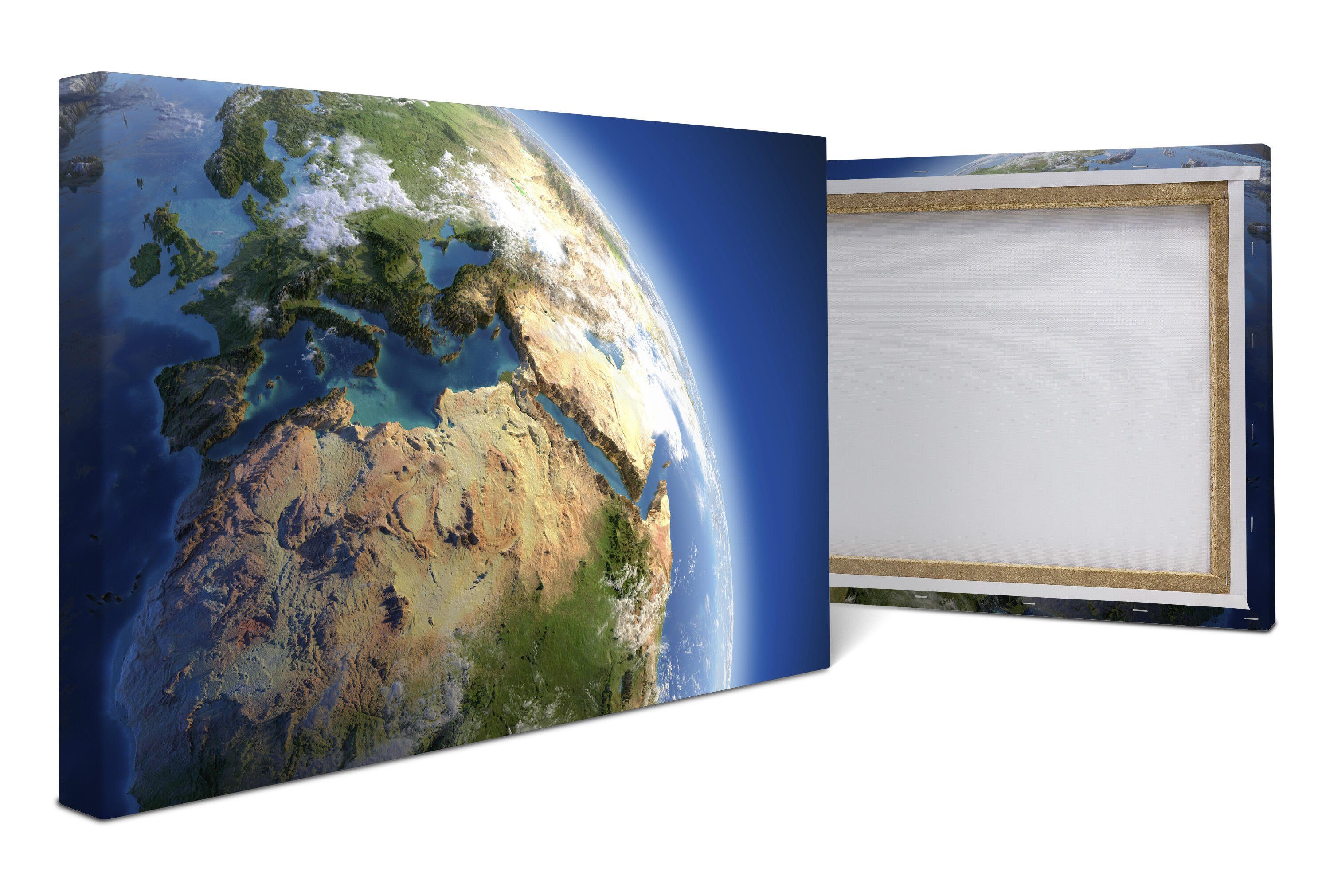 wandmotiv24 Leinwandbild Blauer Planet, Weltall (1 St), Wandbild, Wanddeko, Leinwandbilder in versch. Größen