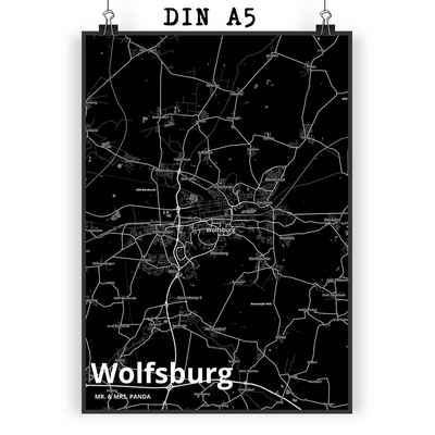 Mr. & Mrs. Panda Poster DIN A5 Wolfsburg - Geschenk, Poster, Wandposter, Kunstdruck, Städte, Stadt Black (1 St)