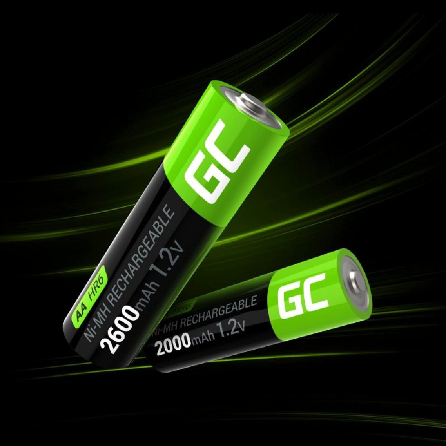 Batterie Batterien 2000mAh Akkumulator AA Cell Akkus Nickel-Hydrid HR6 Green 2x