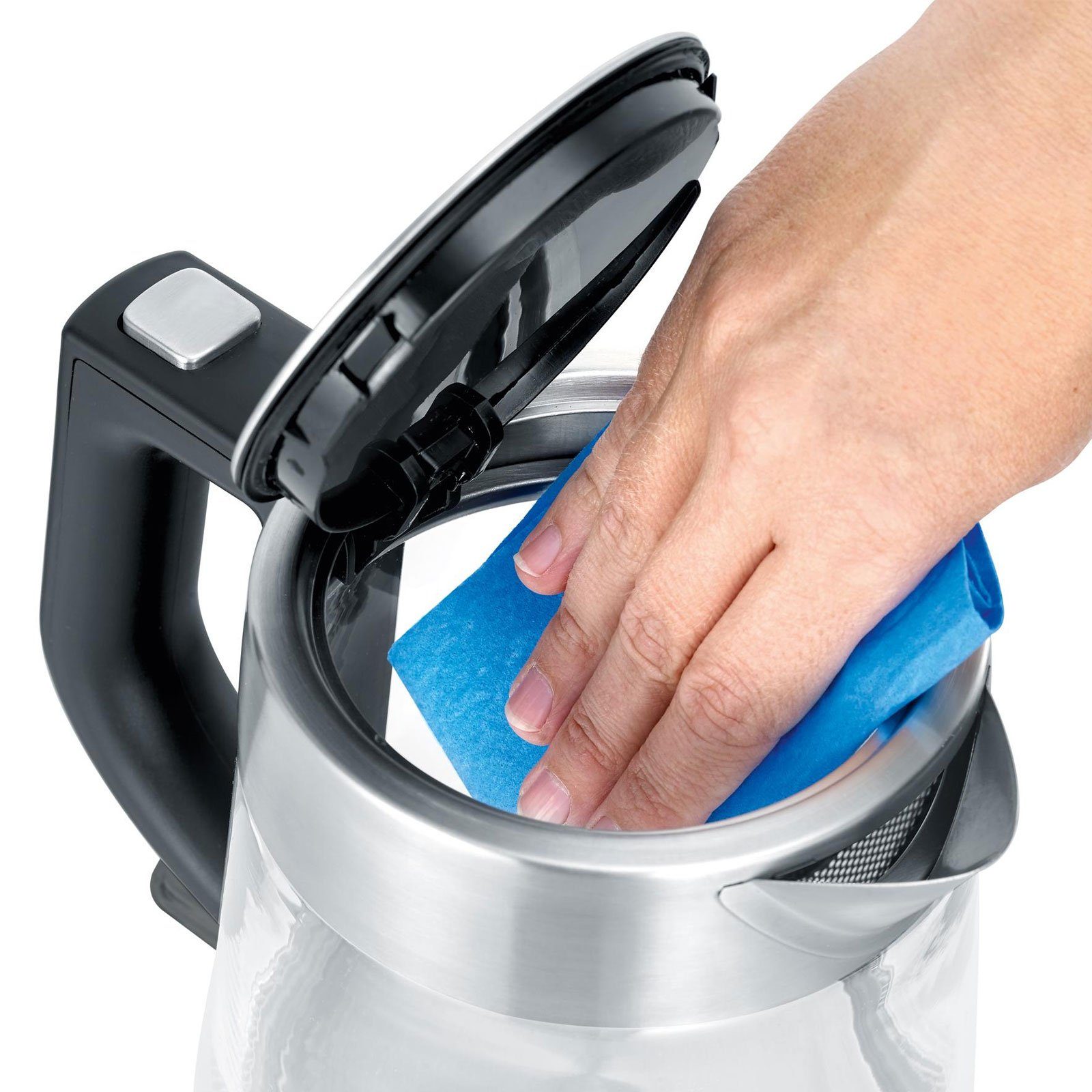 Severin Wasserkocher WK 3468 Glas-Wasserkocher, 2200 W, 360° central-cordless-system, 1-Hand-Bedienung,Kompakt – Bild 5 von 5