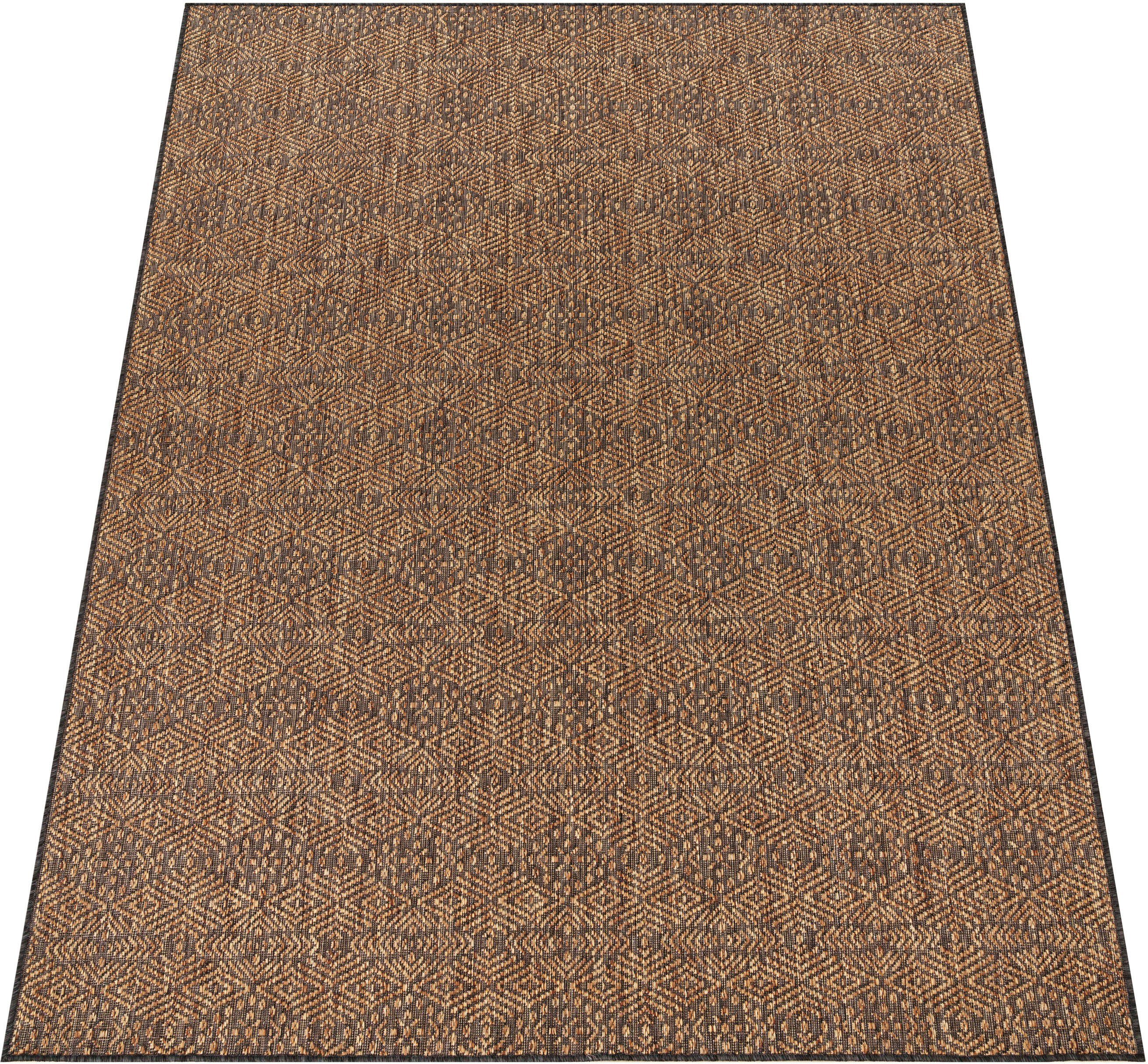 Outdoor Rauten Illusion Flachgewebe, natur rechteckig, Design, und geeignet Teppich 329, modernes In- 4 Home, mm, Höhe: Paco
