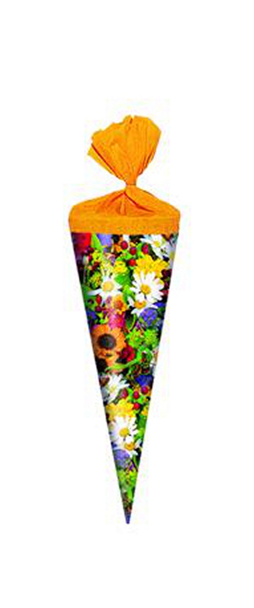 Schultüte Ganzjahres Schultüte / Geschenktüte / Länge: 22cm / rund / "Blumen"