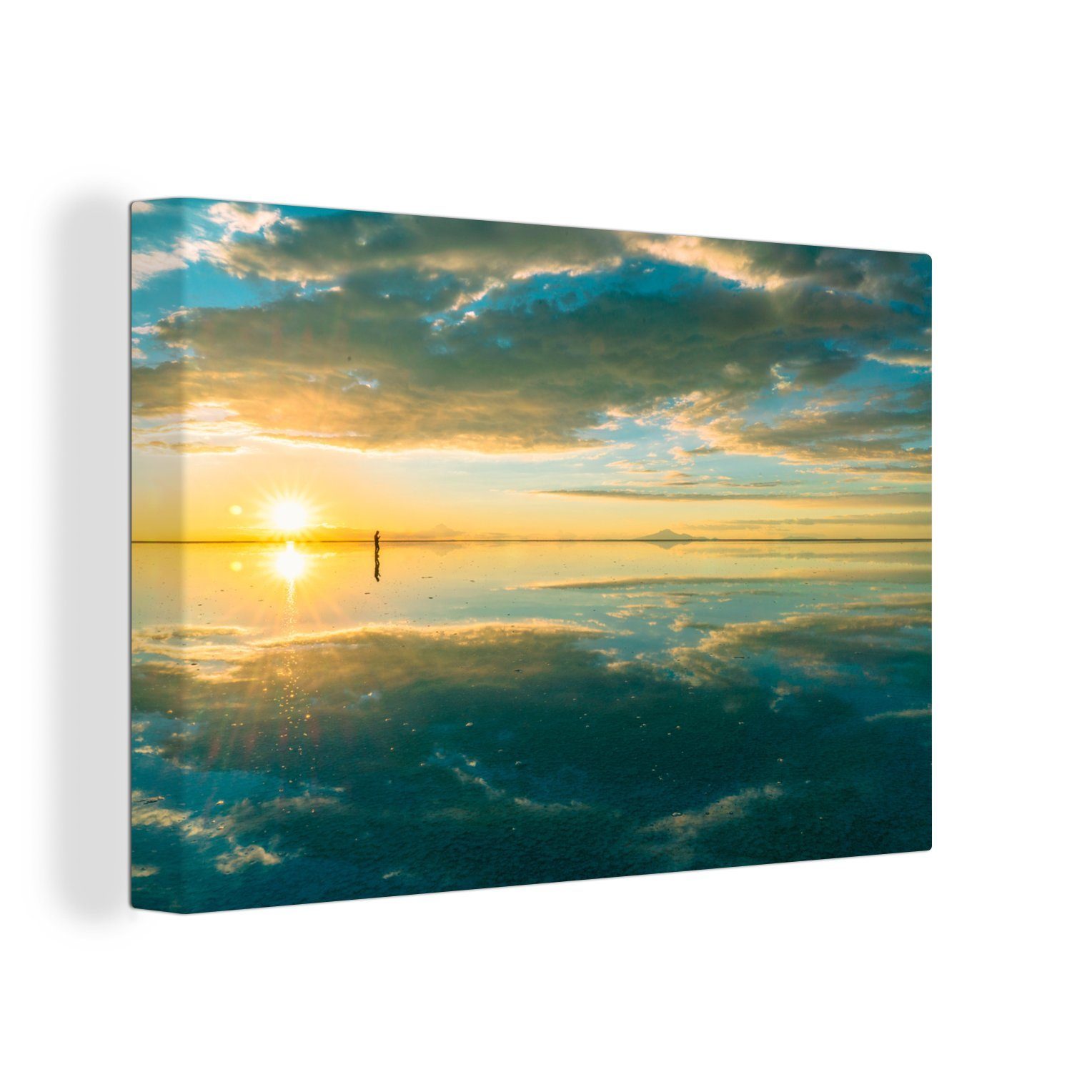 OneMillionCanvasses® Leinwandbild Salar de Uyuni Sonnenuntergang Bolivien, (1 St), Wandbild Leinwandbilder, Aufhängefertig, Wanddeko, 30x20 cm