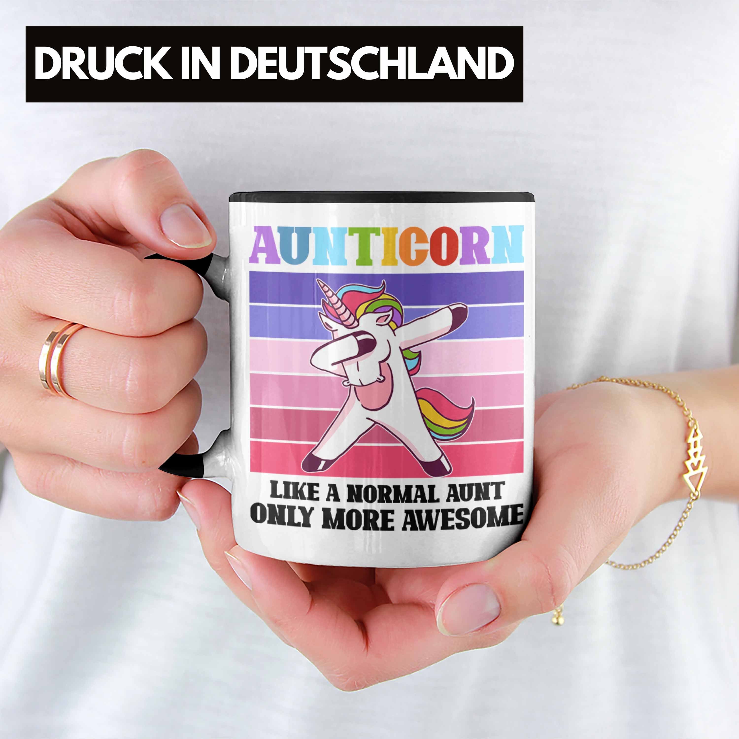 Tante Tasse für Spruch Tasse Schwarz - Beste Trendation Trendation Tante Lustiger Geschenk Geschenkidee Aunticorn