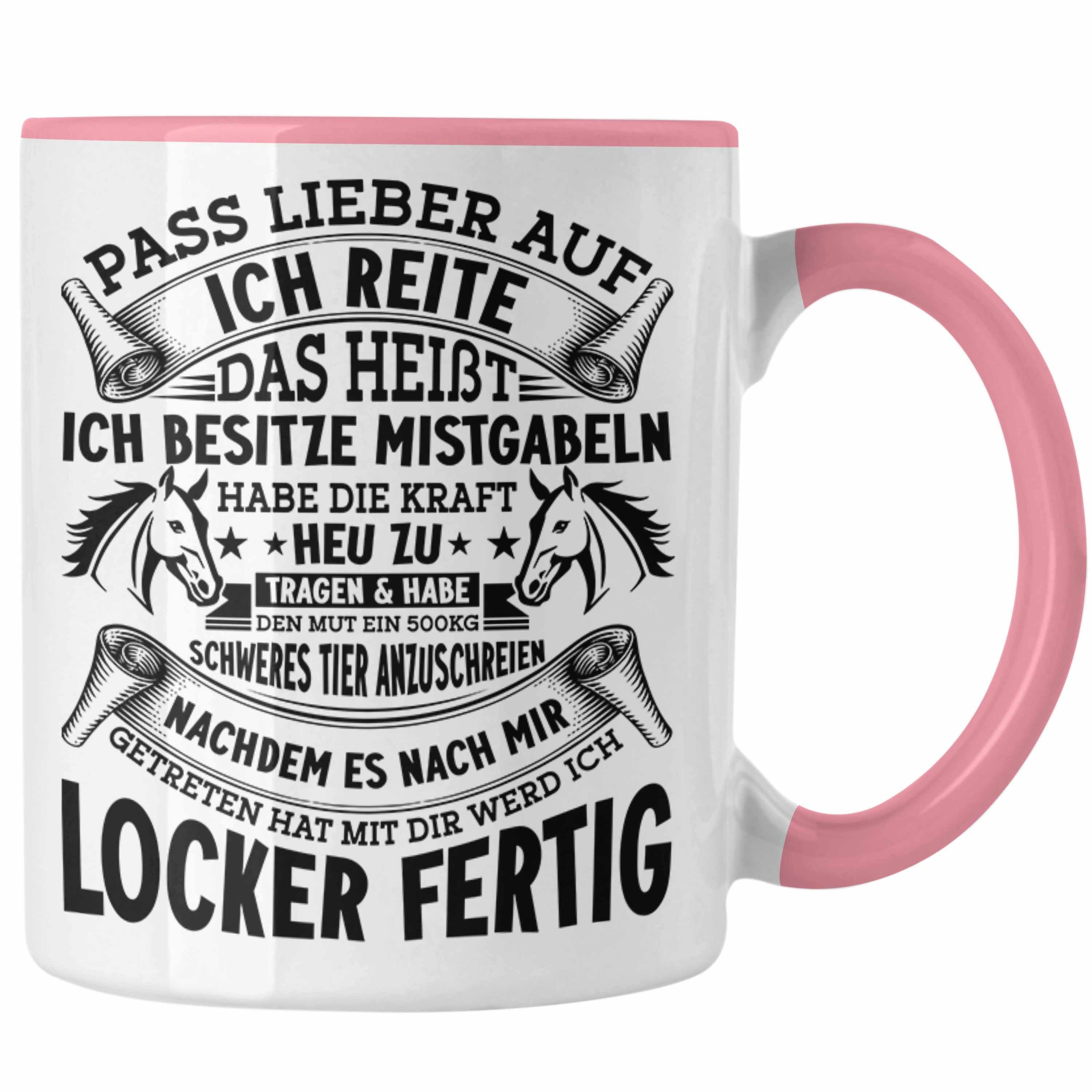 Trendation Tasse Reiterin Tasse Spruch Geschenk Pferde-Liebhaberin Geschenkidee Mädchen Rosa