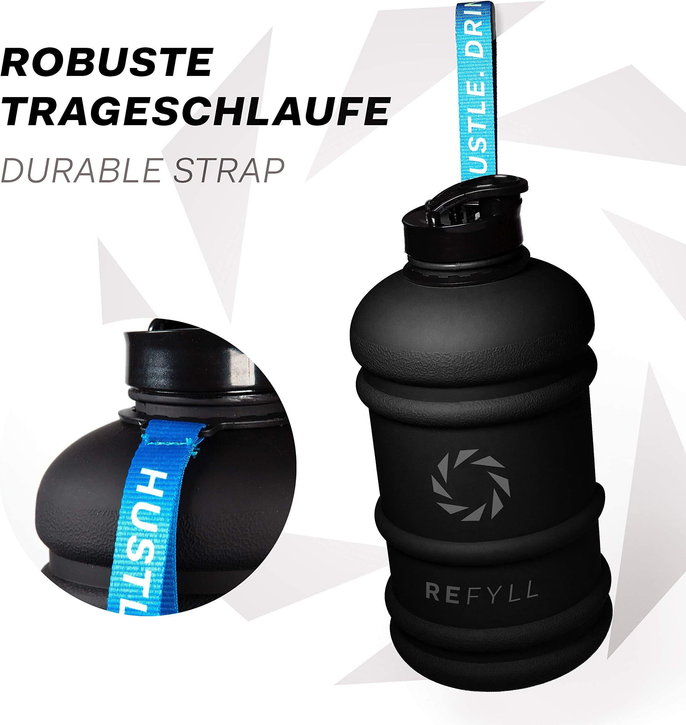 Gym Jug für Sport Wasserflasche Trinkflasche Liter 2 auslaufsicher, Water "Beast" 100% 2200ml Black REFYLL Leichte I Wasserflasche I 2L Midnight Trinkflasche