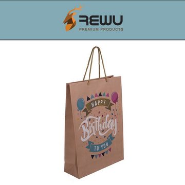 ReWu Geschenkbox Geschenktüten Set 4fach aus Kraftpapier Happy Birthday