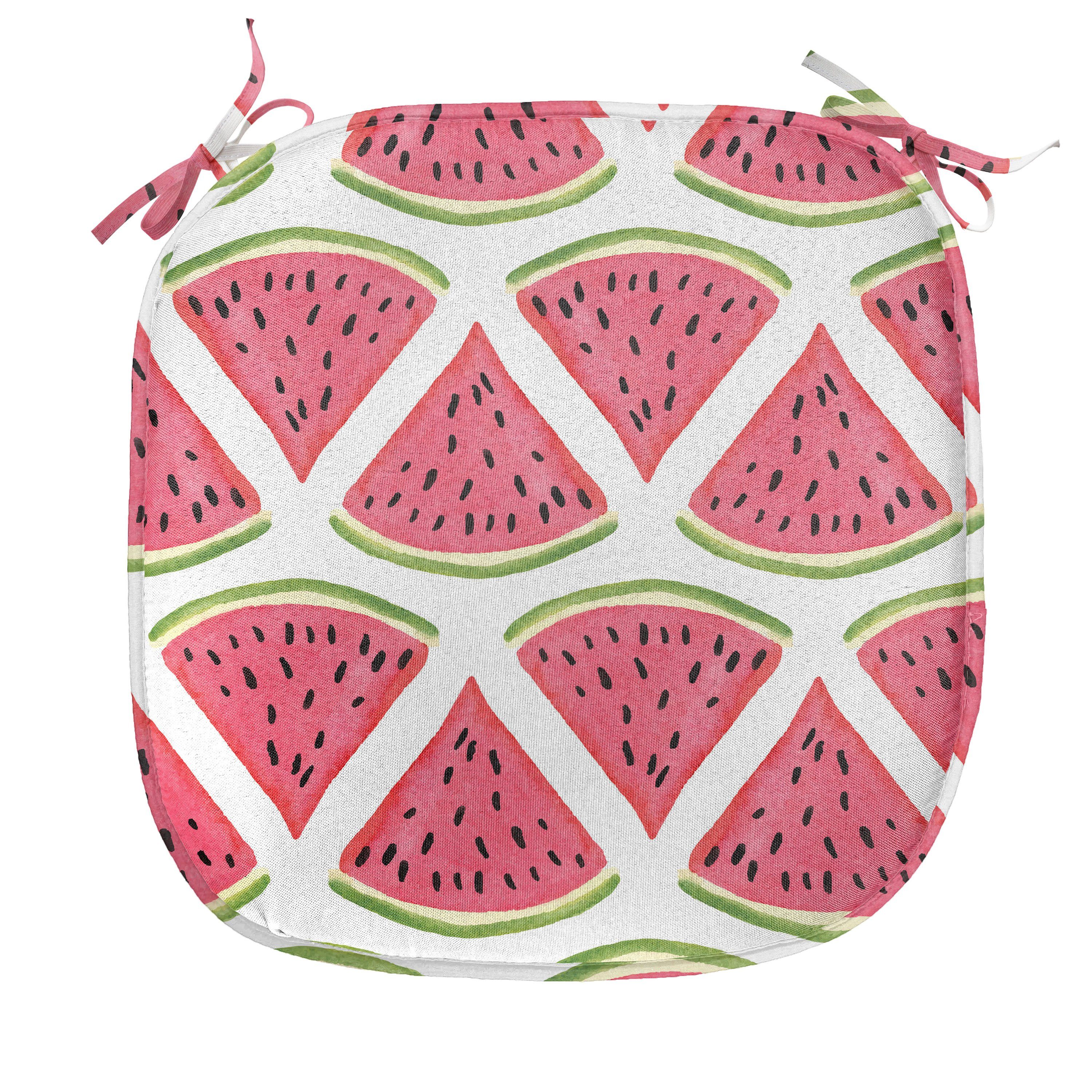 Abakuhaus Stuhlkissen Dekoratives wasserfestes Kissen mit Riemen für Küchensitze, Früchte Watermelon Seed