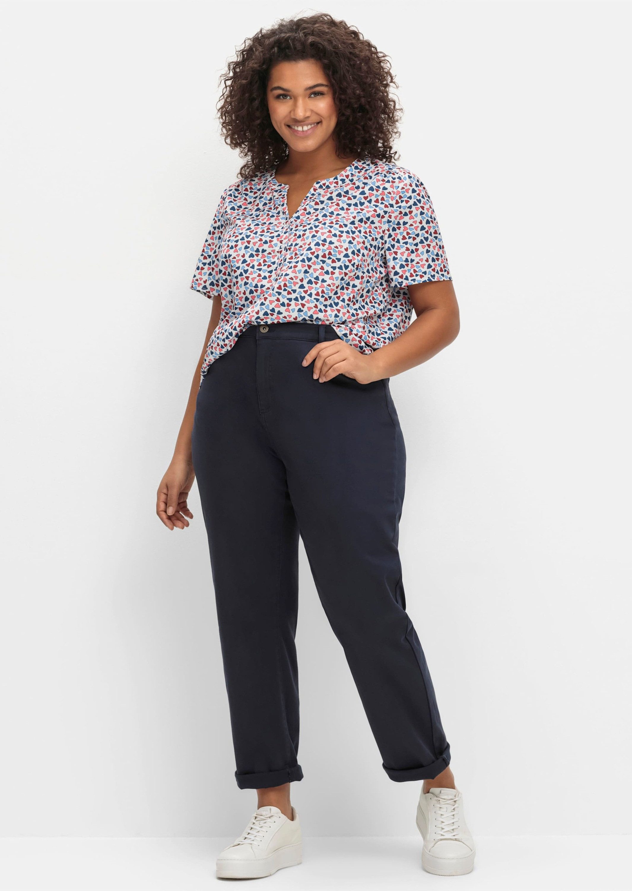Sieh an! Bequeme Jeans Stretch-Hose komfortabel mit seitlichem Dehnbund