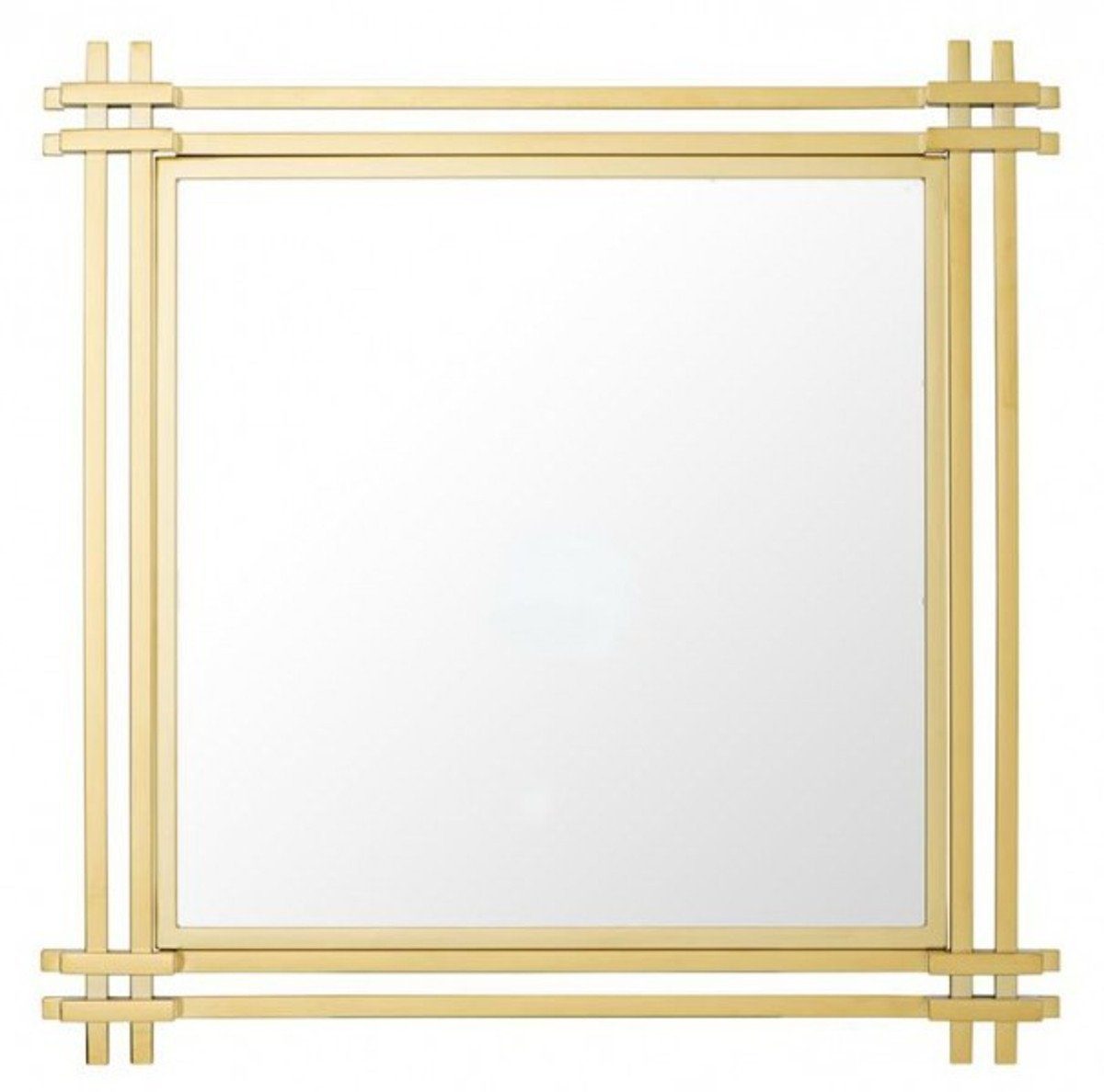 Casa Padrino Spiegel Luxus Spiegel Art Deco 90 x 90 cm Edelstahl poliert Goldfarben - Wandspiegel - Luxus Hotel Möbel Collection