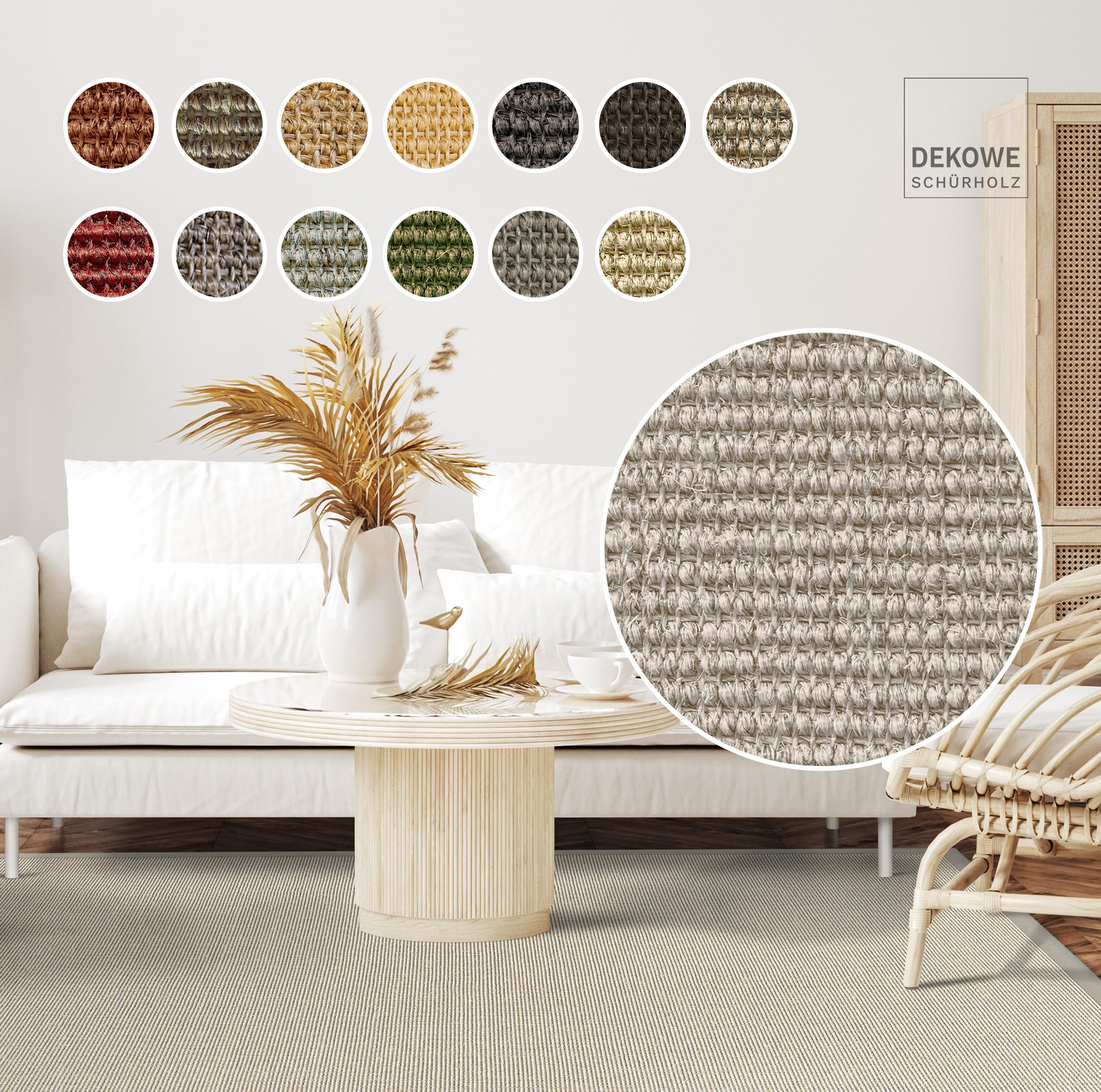 Dekowe Sisalteppich Mara S2 mit Bordüre, rechteckig, Höhe: 5 mm, Flachgewebe, Material: 100% Sisal, Wohnzimmer, Kundenliebling