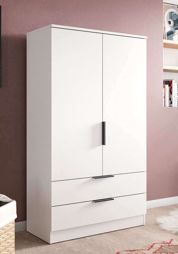 xonox.home Kleiderschrank Garderobenschrank Kopenhagen, weiß mit Einlegeböden 80 cm