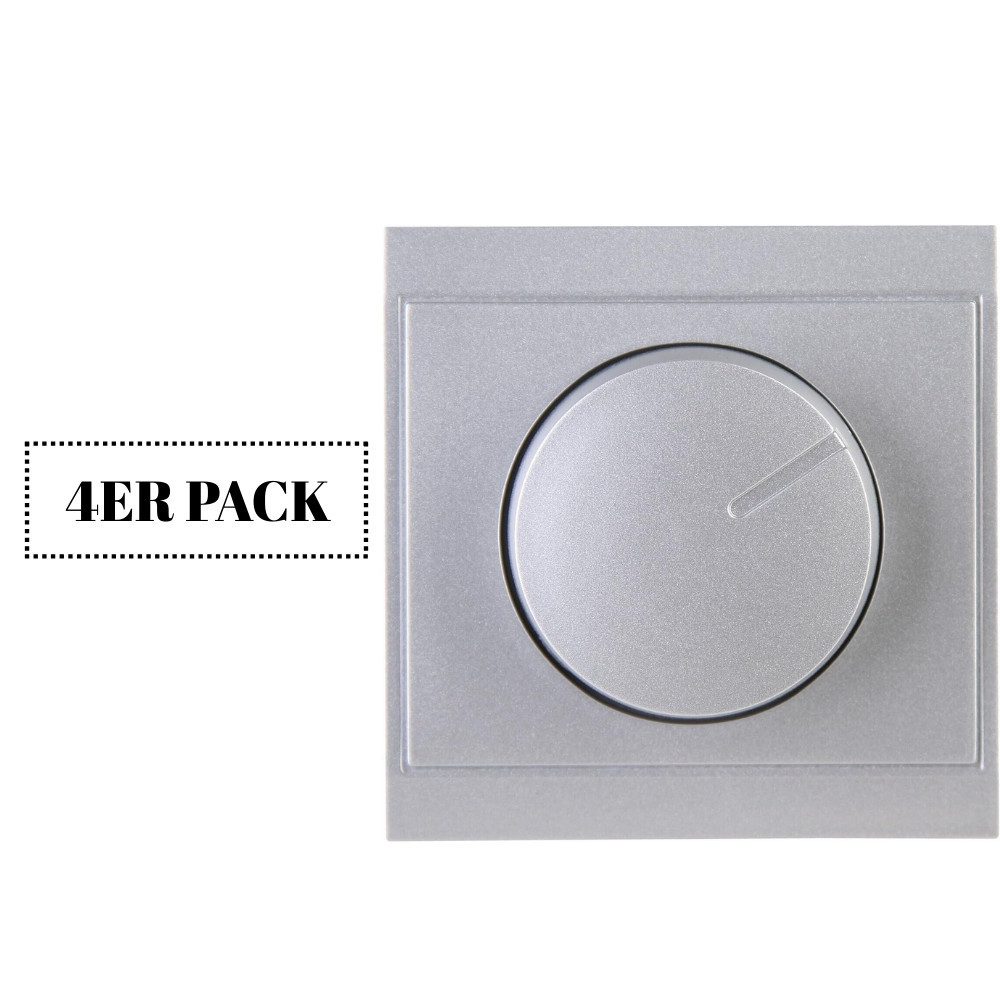 Kopp Schalter Kopp Malta Dimmerabdeckung Druck Wechseldimmer Silber 4er Pack, Abdeckung Wechsel Dimmer Drehdimmer