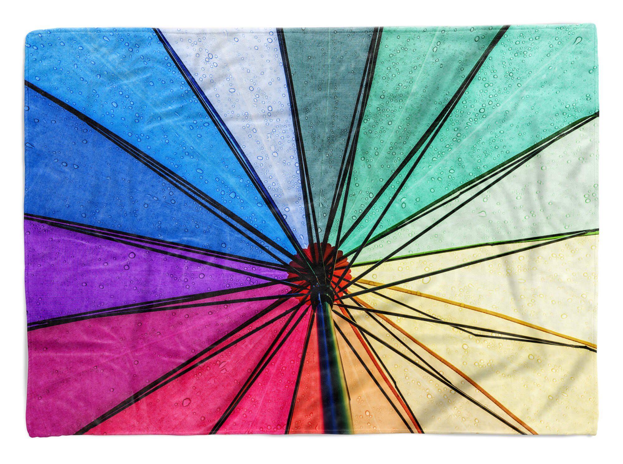 Baumwolle-Polyester-Mix Fotomotiv Kuscheldecke Handtuch Handtücher Strandhandtuch (1-St), Regenschirm, Art Saunatuch mit Handtuch bunter Sinus