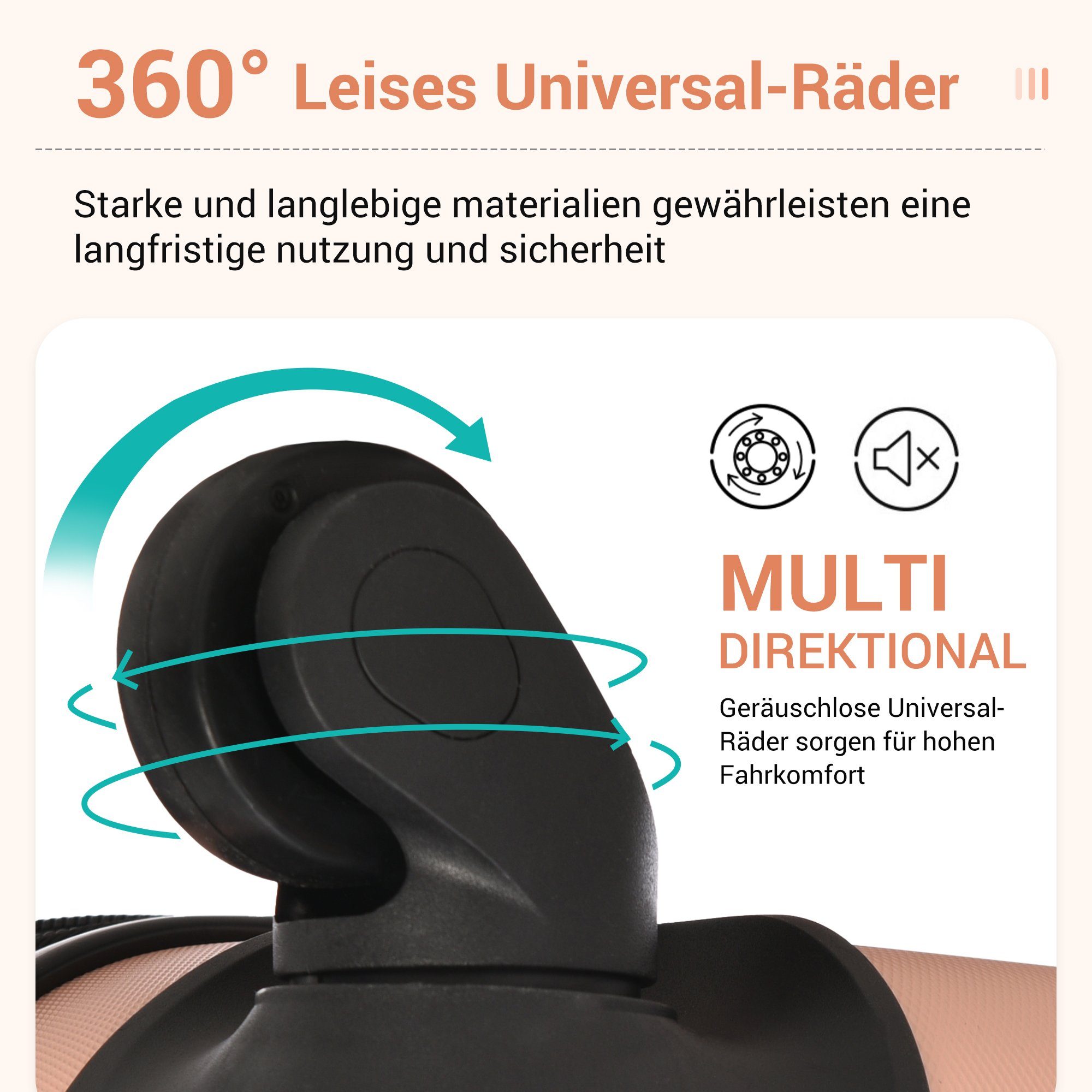 REDOM Hartschalen-Trolley Rollkoffer, Reisekoffer, Handgepäck Kunststoff Stauraum Rosa Viel 4 Universal- leises ABS-Material, Rollen, Material-ABS Räder 360°