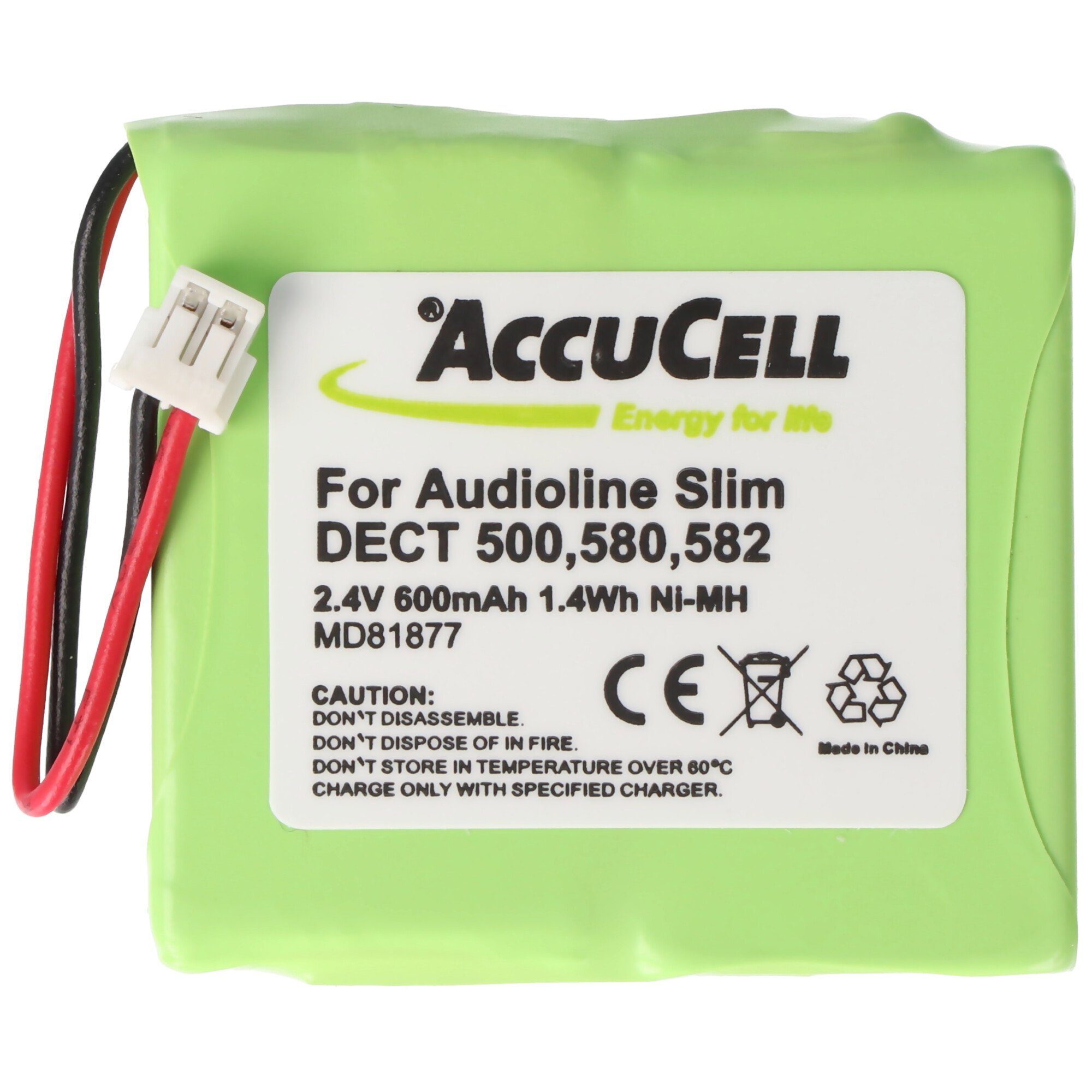 AccuCell Akku passend für MEDION MD81877, (2,4 V) mAh 500, S63006 Akku Audioline Slim 600