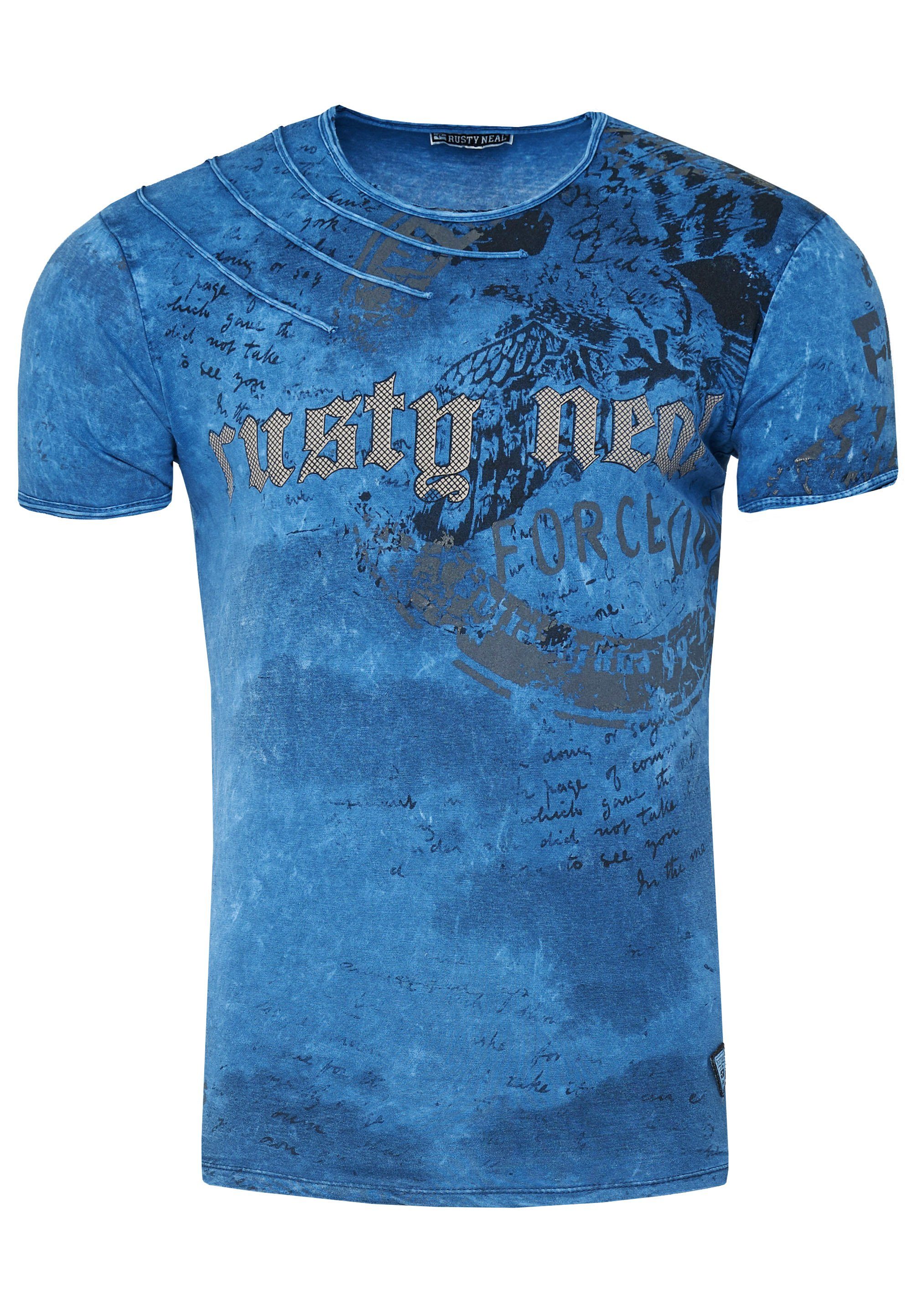 Neal Print mit Rusty eindrucksvollem T-Shirt blau