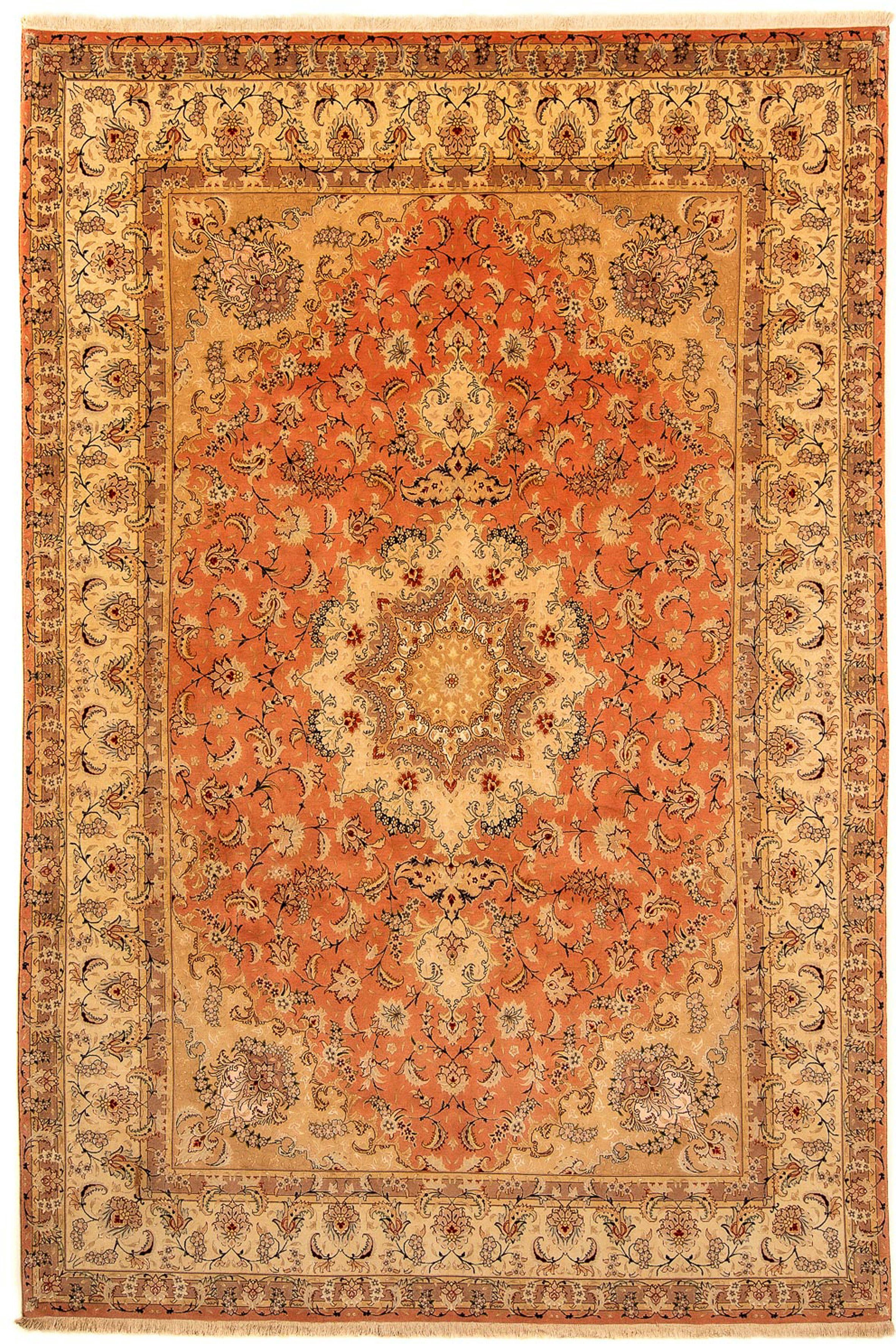 Orientteppich Perser - Täbriz morgenland, Einzelstück Wohnzimmer, cm mm, Zertifikat - Royal x Handgeknüpft, - rost, 7 - 353 246 rechteckig, mit Höhe