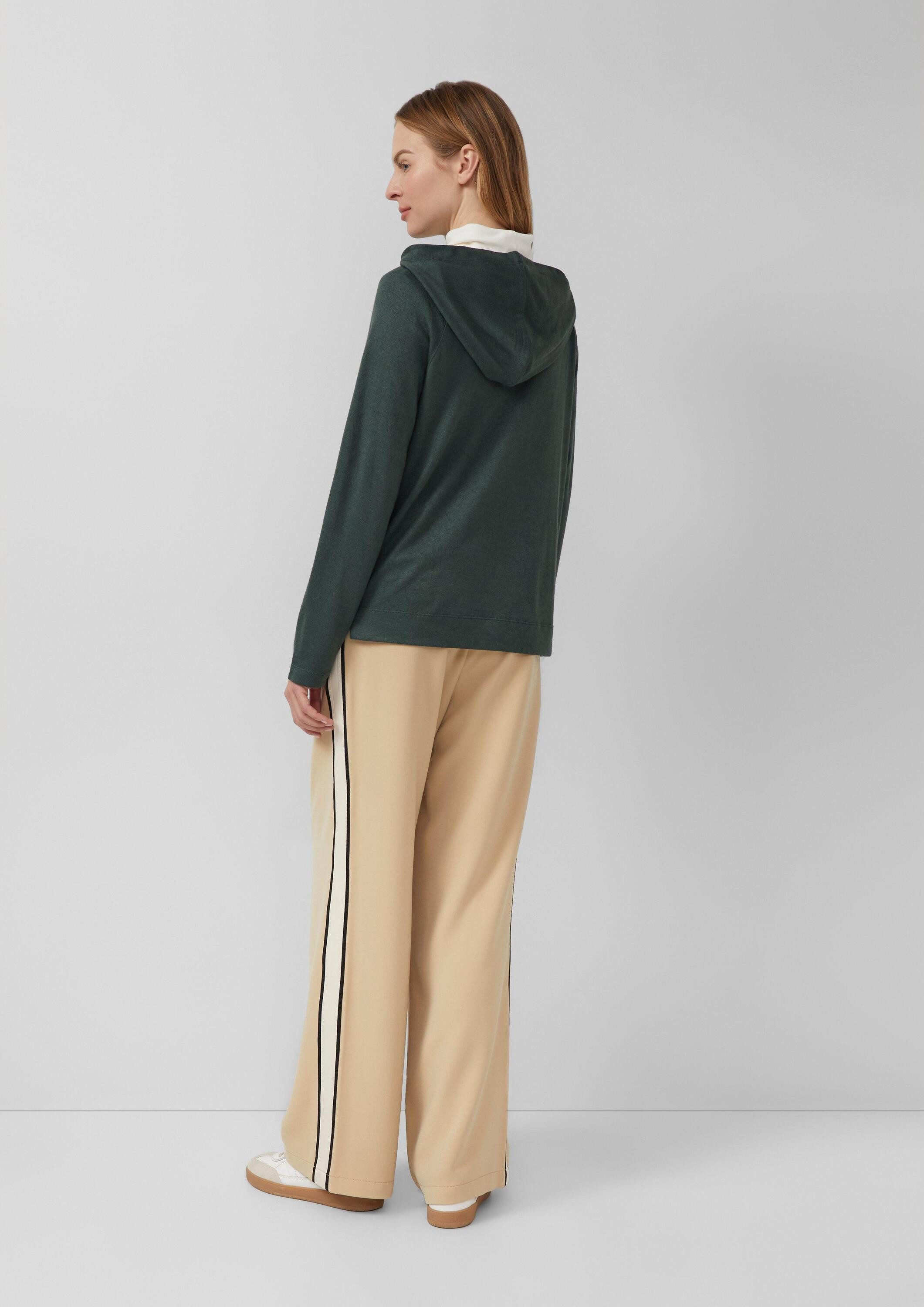 s.Oliver Longpullover T-Shirt Meliertes Longsleeve aus Stretchjersey mit Kapuze