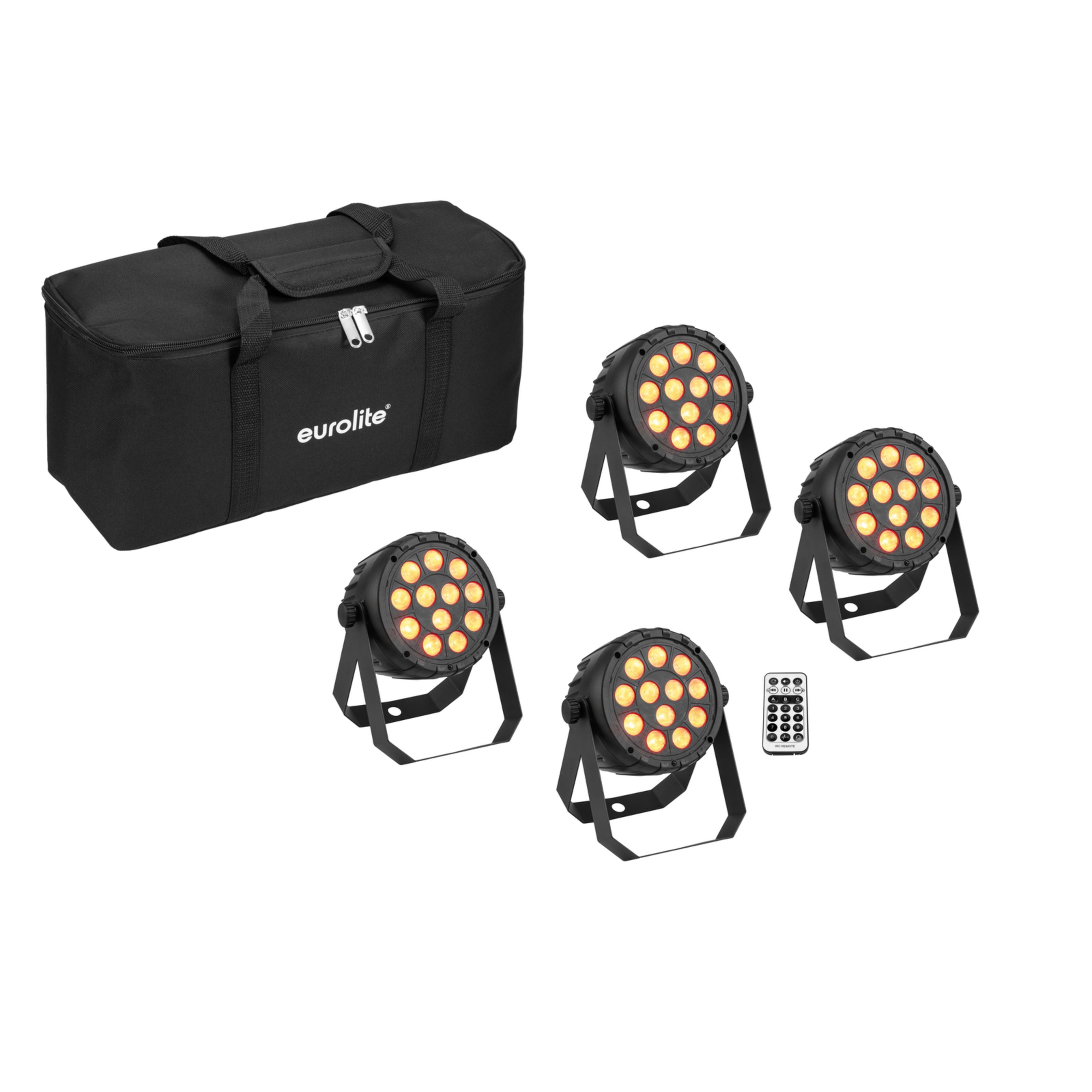 EUROLITE LED Scheinwerfer, Set 4x LED PARty Spot Silent RGB/WW mit Softbag - LED PAR Scheinwerf