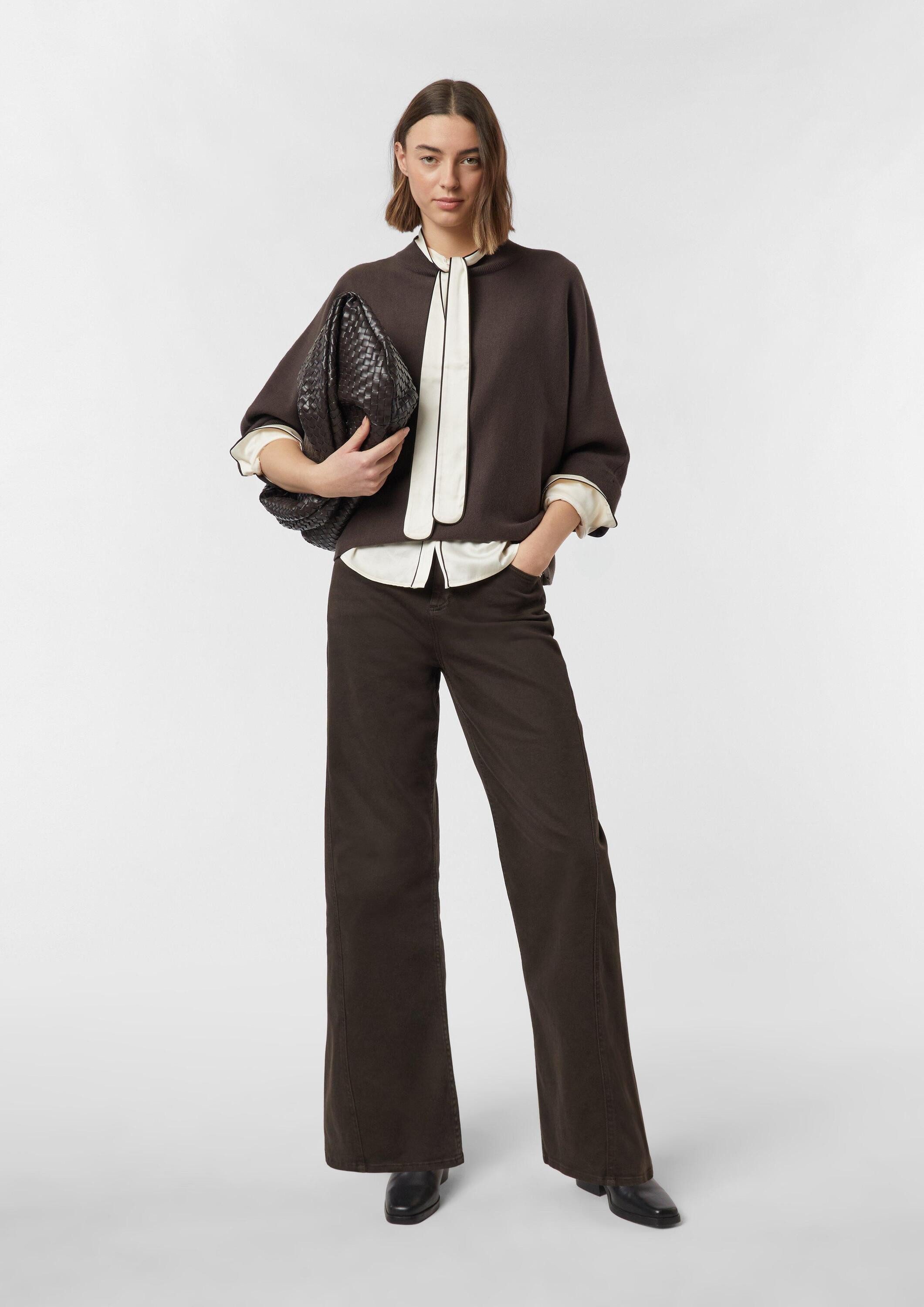 comma Langarmbluse Bluse Satinbluse mit Schluppenkragen