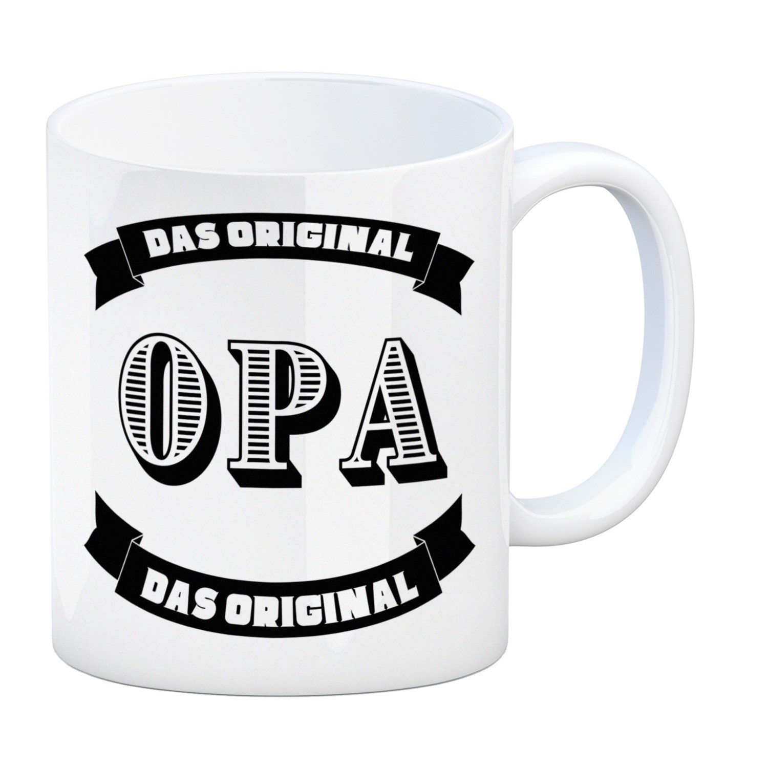 Porzellantasse „Opas Kaffeepott“ – Ca. 9,5x9,5 Cm, 0,3 Liter, In Indisch Blau (Zwiebelmuster)