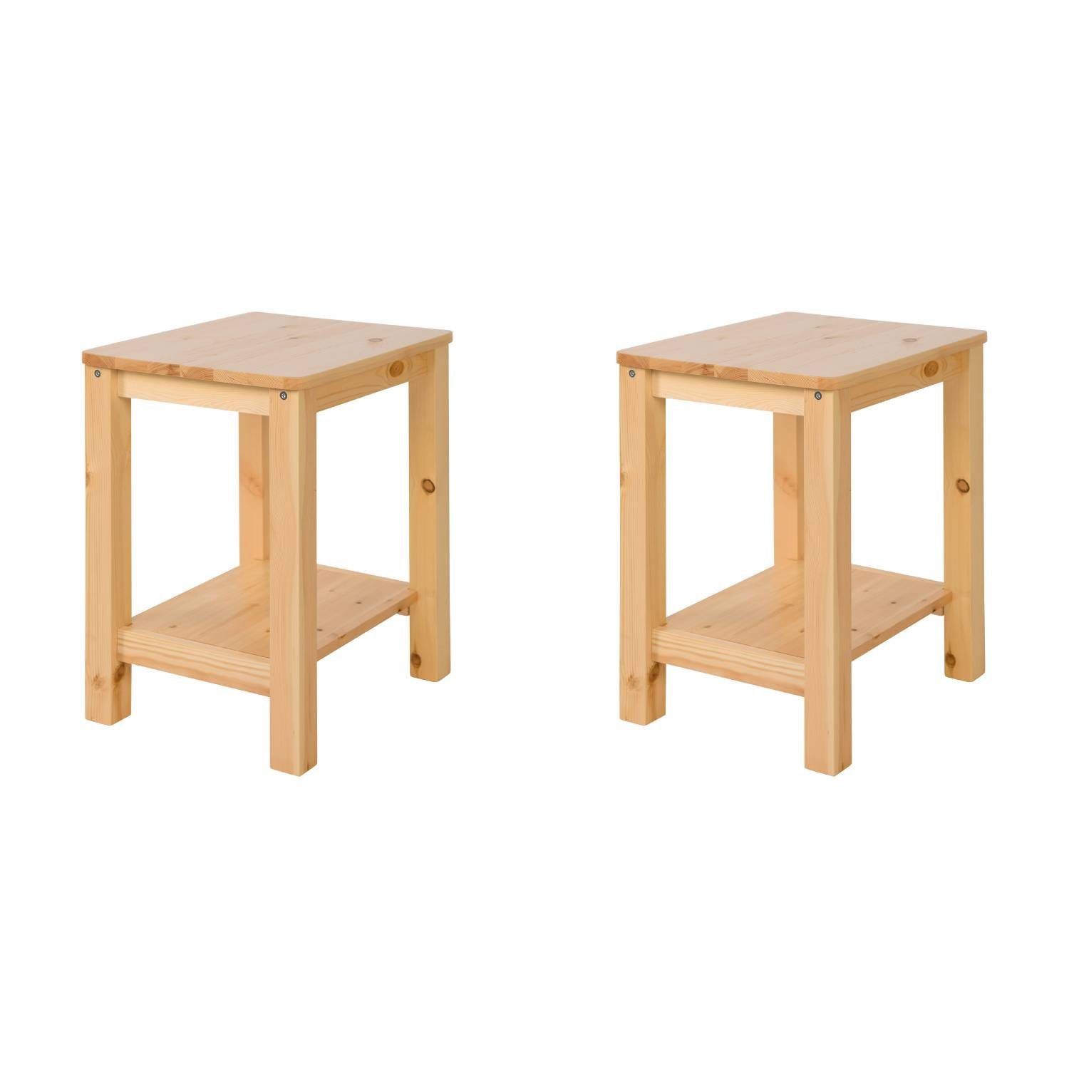 Homestyle4u Beistelltisch Hocker mit Stauraum Natur 2er Set Holz Massiv Sit günstig online kaufen