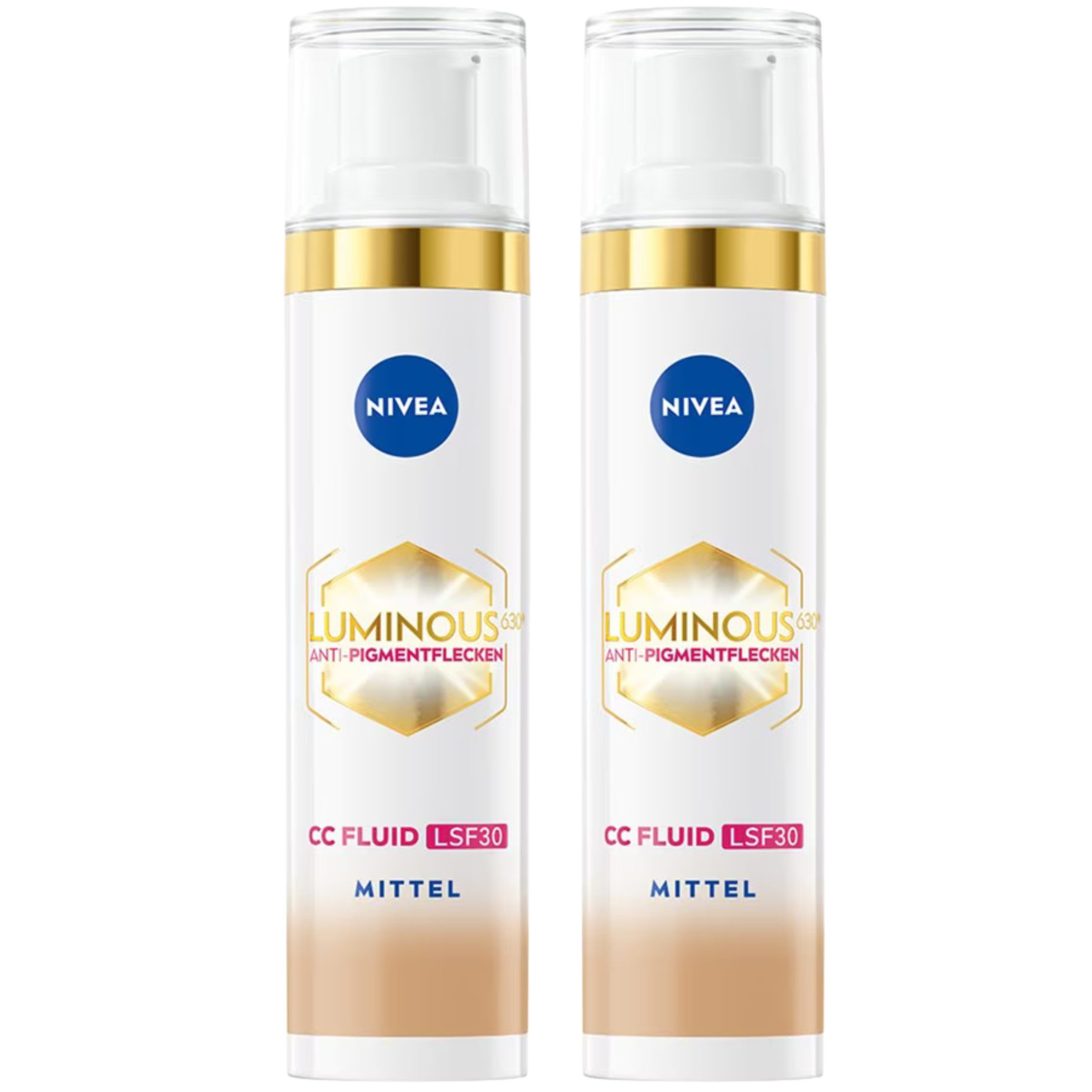 Nivea Gesichtsfluid Luminous 630 CC Fluid 3in1 Doppelpack 2×40 ml, kaschiert und reduziert Pigmentflecken für einen ebenmäßigen Teint
