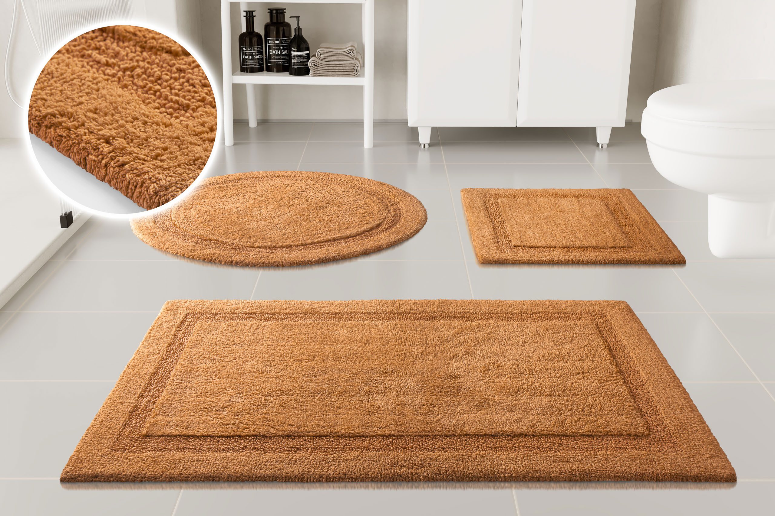OTTO home Badematte Meellor, uni, viele Farben, Badvorleger, Badezimmer Teppich, Höhe 20 mm, rutschhemmend beschichtet, fußbodenheizungsgeeignet, Baumwolle, rechteckig, Badteppich, getuftet, modern, Uni, antirutsch, flauschig, Baumwolle