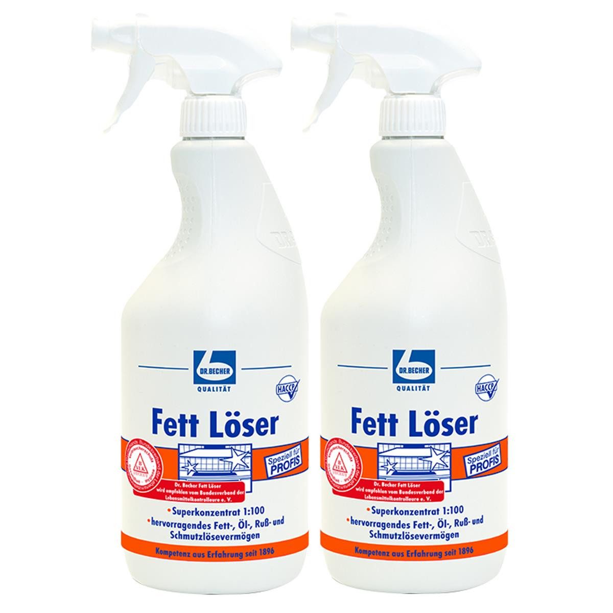 Dr. Becher Dr. Becher Fett Löser 1L hochwirksamer Öl- und Fettlöser (2er Pack) Spezialwaschmittel