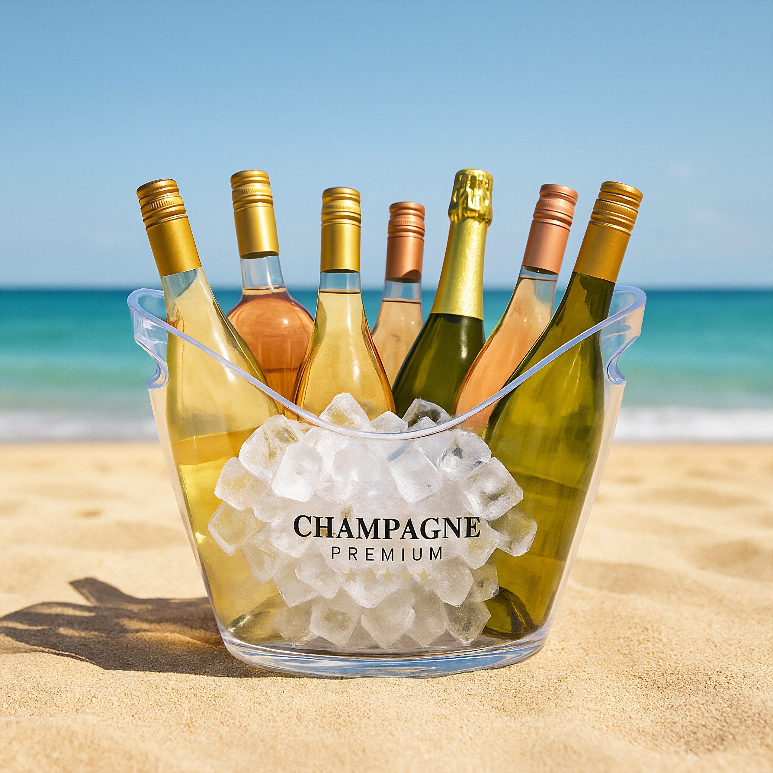 relaxdays Wein- und Sektkühler Eiseimer 8l transparent