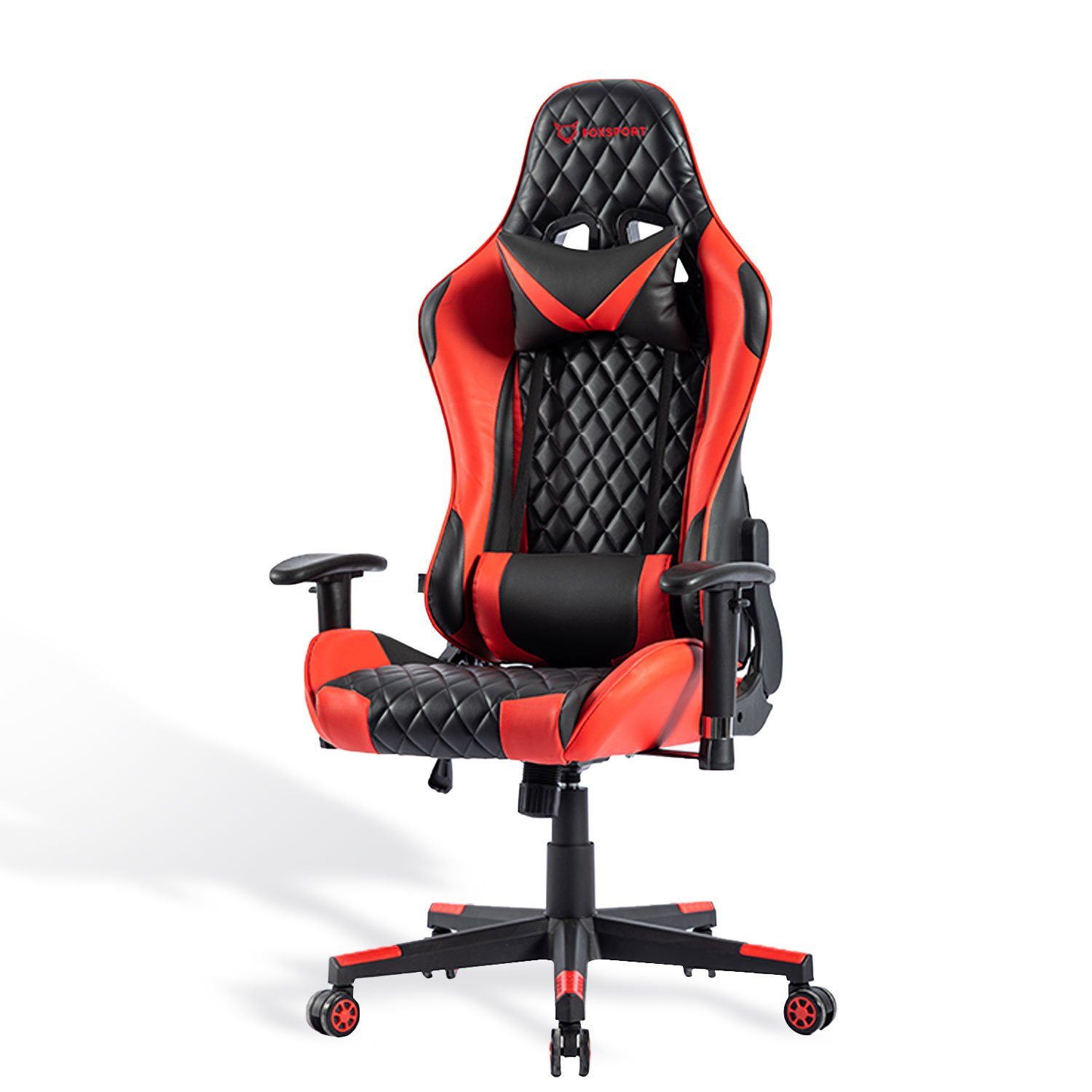 FOXSPORT Gaming-Stuhl ergonomisch Gamer Stühle (Professioneller Gamingstuhl), Eingebauter Wippmechanismus, Max. Belastbarkeit: 150 kg rot