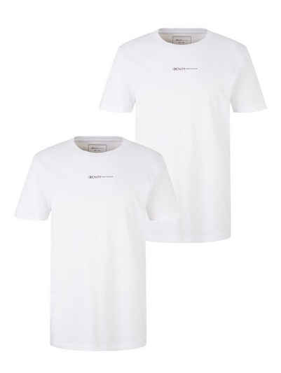 TOM TAILOR T-Shirt Basic Logo Print T-Shirt Rundhals 2x Stück Set Kurzarm (2-tlg) 5554 in Weiß-2