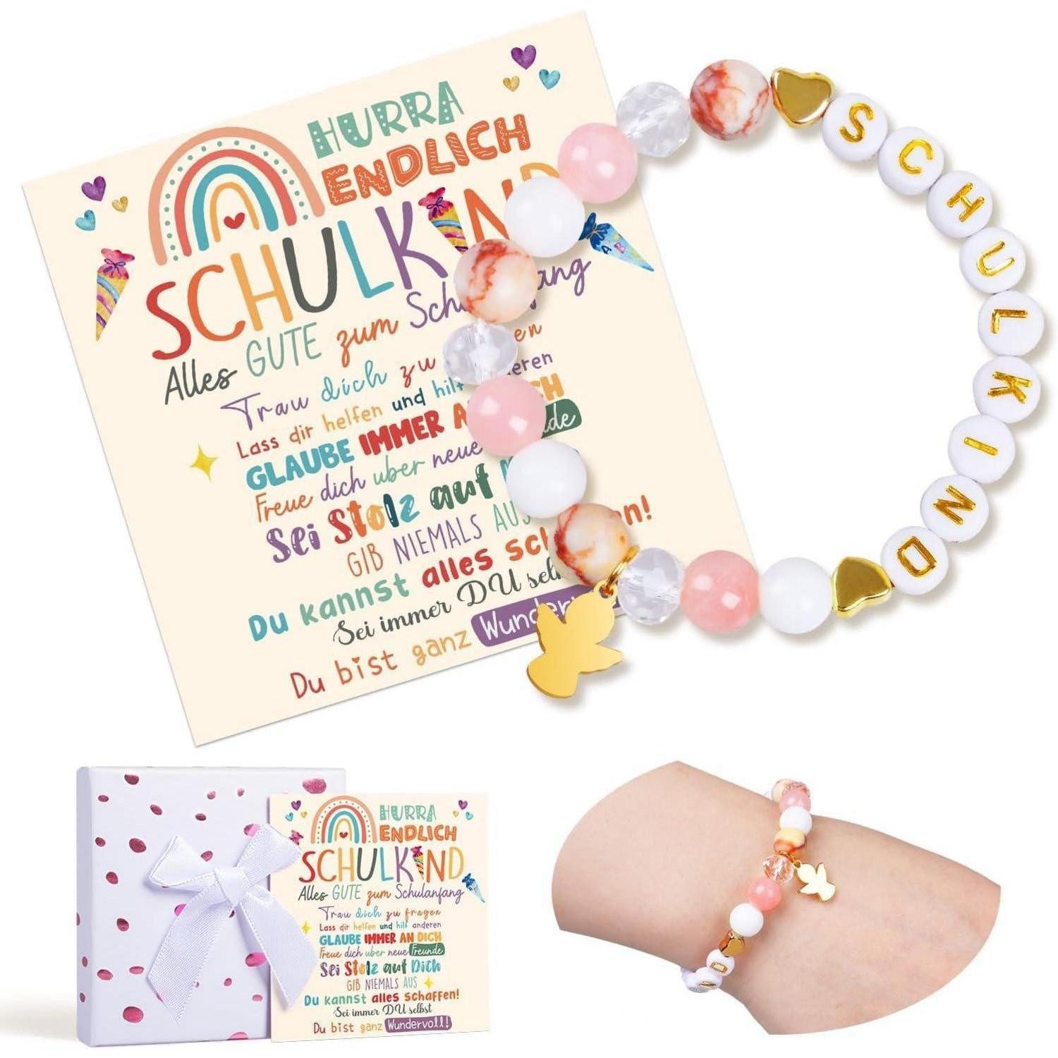 LuxusKollektion Armband Set Einschulung Geschenk Mädchen Schutzengel Ärmbänder 2024 Schulkind