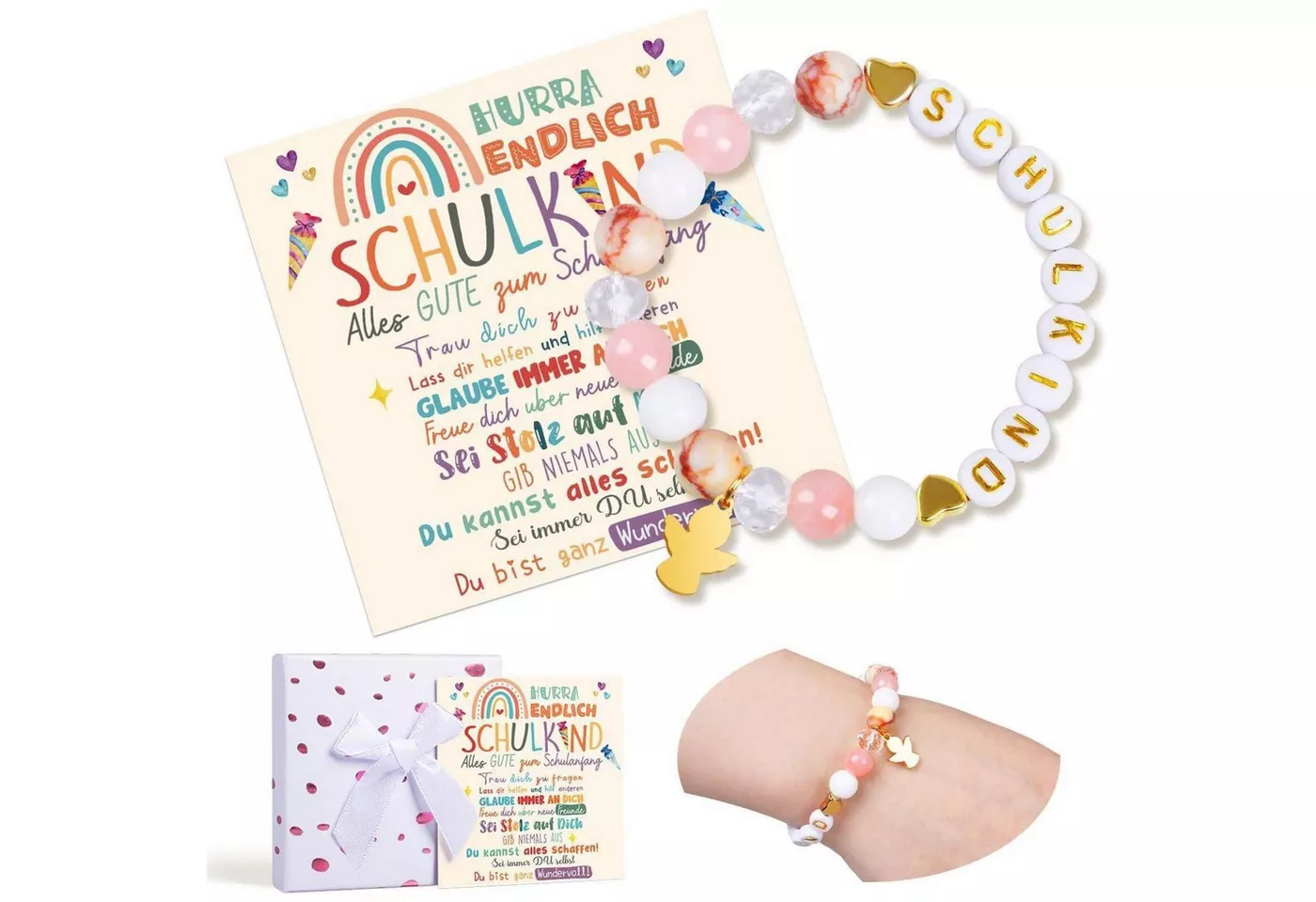 LuxusKollektion Armband Set Einschulung Geschenk Mädchen Schutzengel Ärmbänder 2024 Schulkind