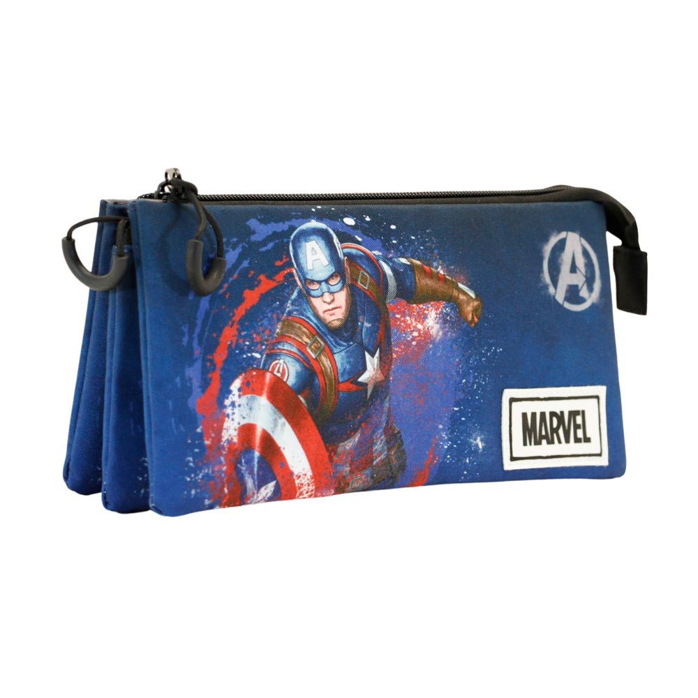 Karactermania Federmäppchen Marvel Captain America Stiftemäppchen Mäppchen Federmappe, 3 Fächer