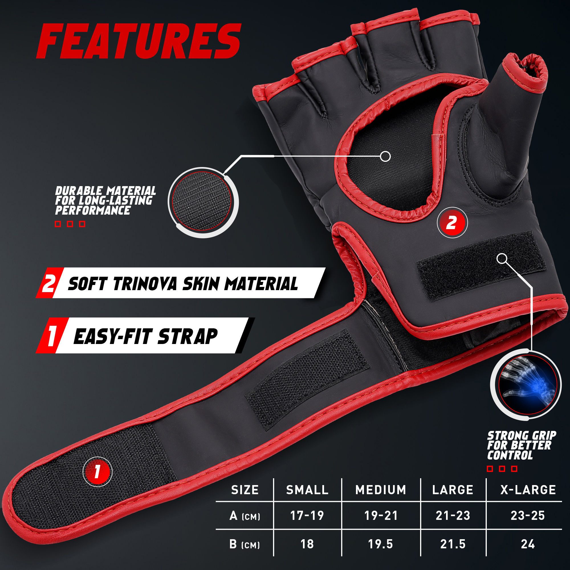 JAG GEARS MMA-Handschuhe MMA-Handschuhe Boxen Kickboxen Grappling und Sparring Handgelenkschutz (Set), Open-Palm MMA Gloves mit High-Density Knöchel- & Handschutz
