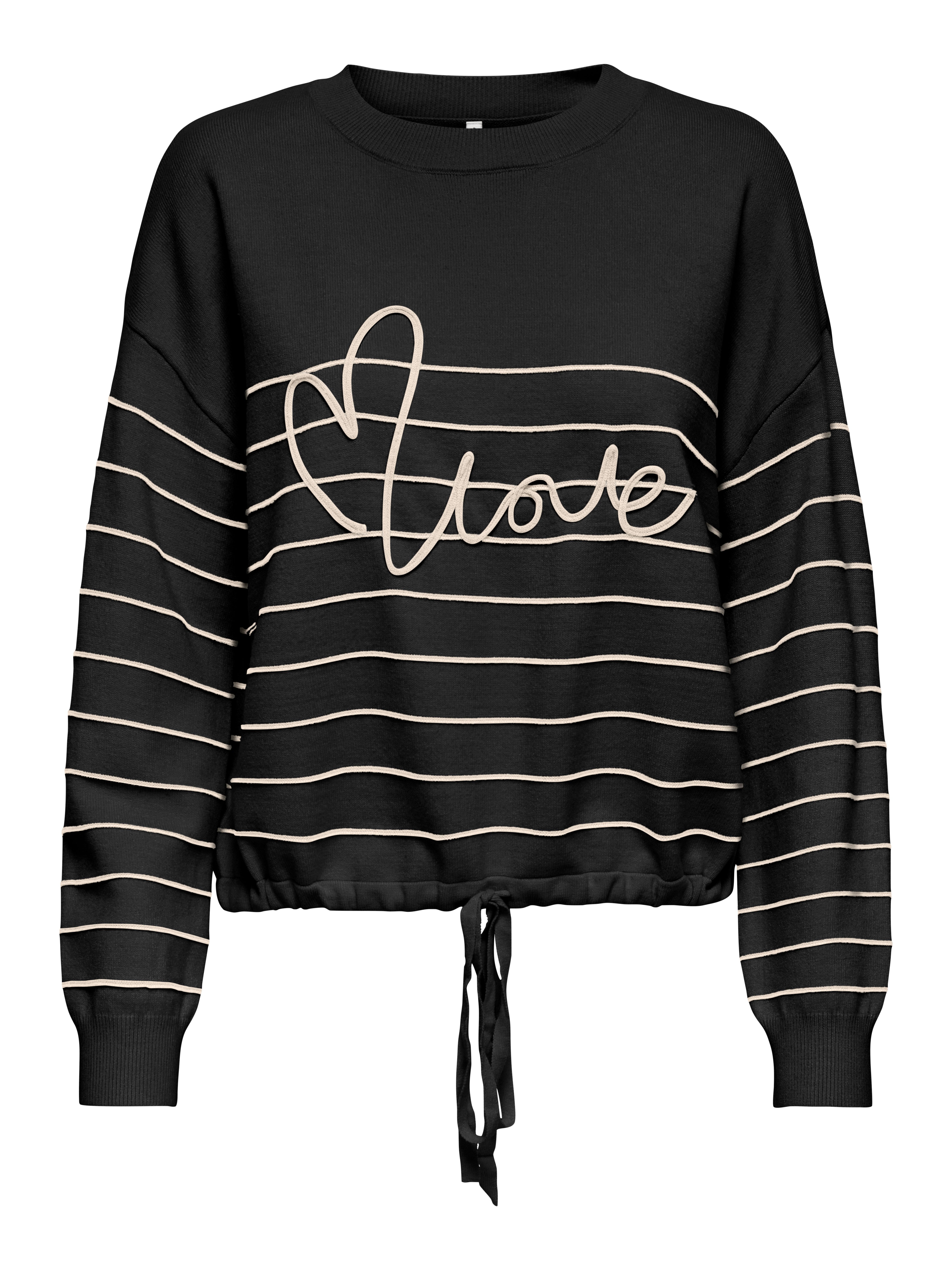 ONLY CARMAKOMA Rundhalspullover CARSIGNE LS TEXT DETAIL O-NECK KNT günstig online kaufen