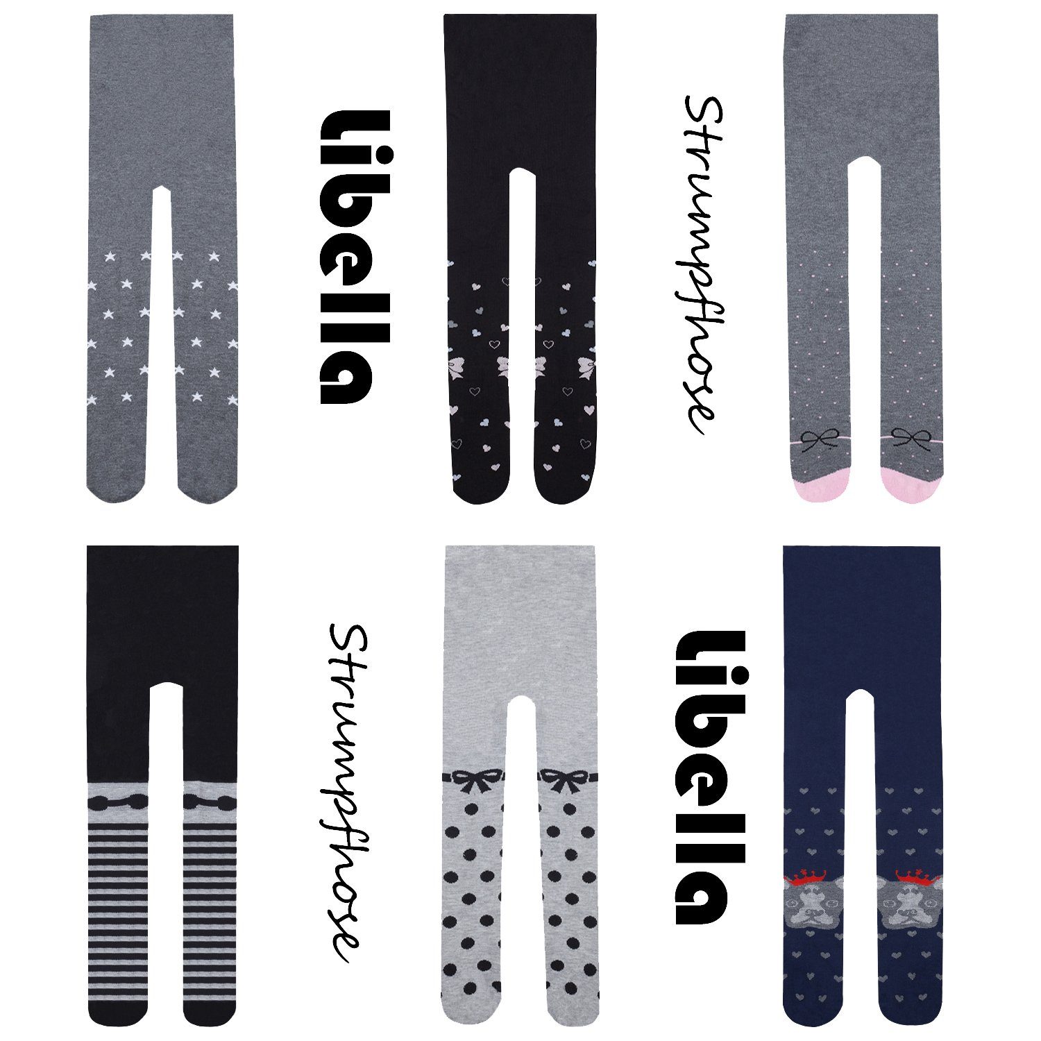 L&K-II Strickstrumpfhose 27256 (6er-Packung) aus Baumwolle mit hübschen Motiven – Bild 2 von 5