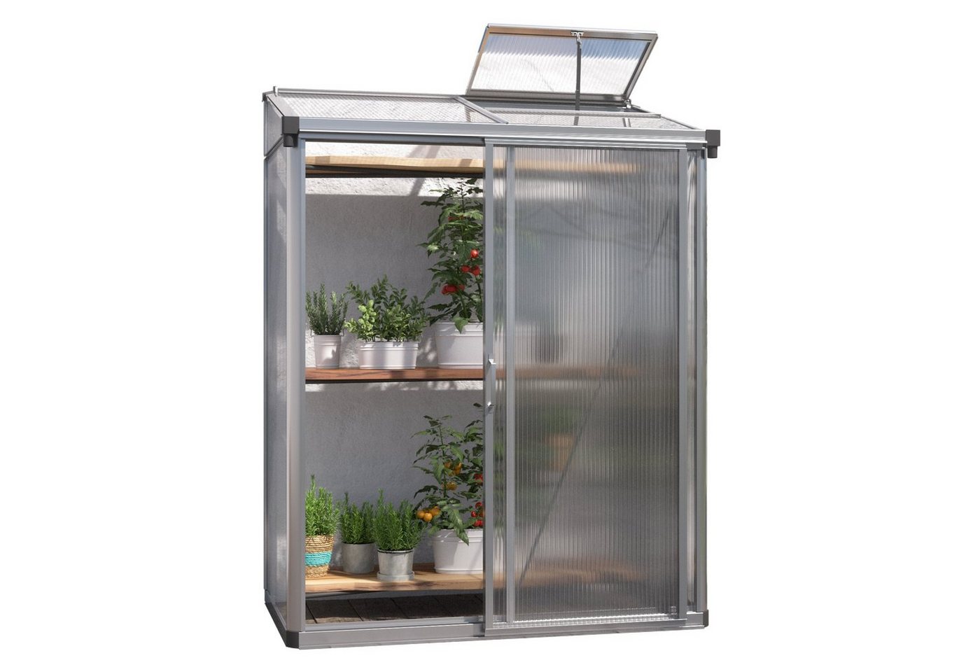 GFP Gewächshaus Adena 12, 10 mm Wandstärke, Seitenhöhe 175 cm, extra großes Bodenprofil silberfarben | Rabatt: 29% GFP Gewächshaus Adena 12, 10 mm Wandstärke, Seitenhöhe 175 cm, extra großes Bodenprofil silberfarben | Rabatt: 29%
