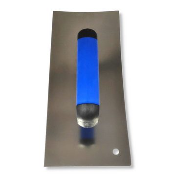 DEWEPRO Glättekelle Trockenbau Glättekelle mit 2 konkaven Seiten - Glättkelle - Spachtel - Glattkelle für den Trockenbau - Traufel mit Edelstahlblatt - 280x120 mm