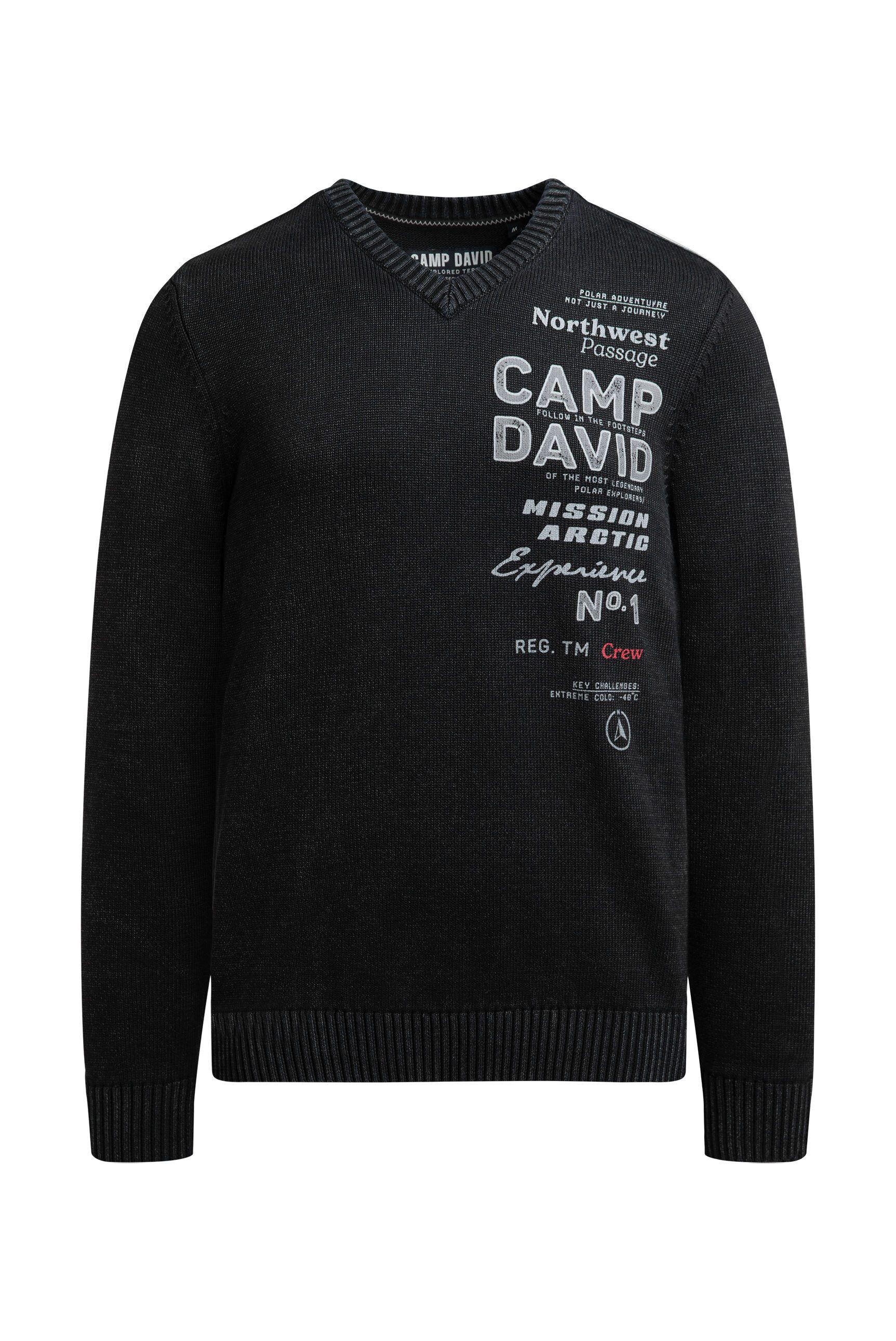 CAMP DAVID V-Ausschnitt-Pullover aus Baumwolle günstig online kaufen