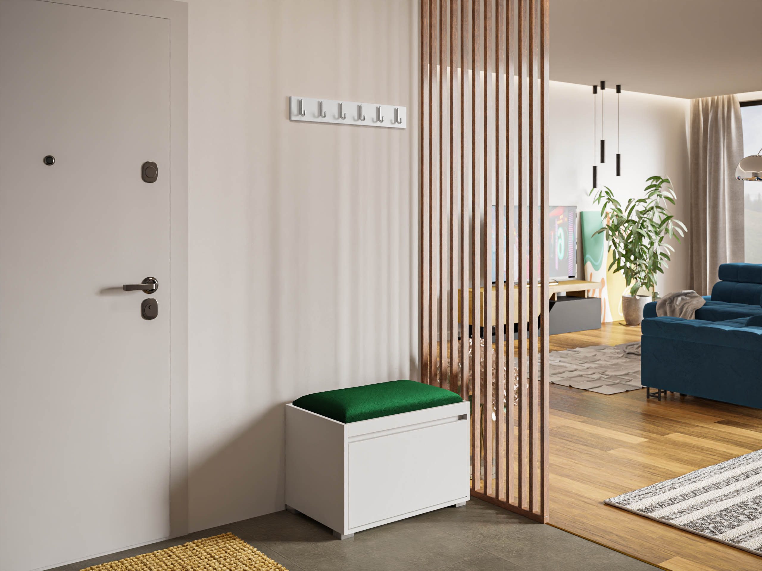 MIRJAN24 Garderoben-Set Grawis 60 III, (Komplett-Set, Sitzpaneel 60x30, Schuhschrank, Kleiderhakenbrett), Enthält 6 Kleiderhaken für Kleidung