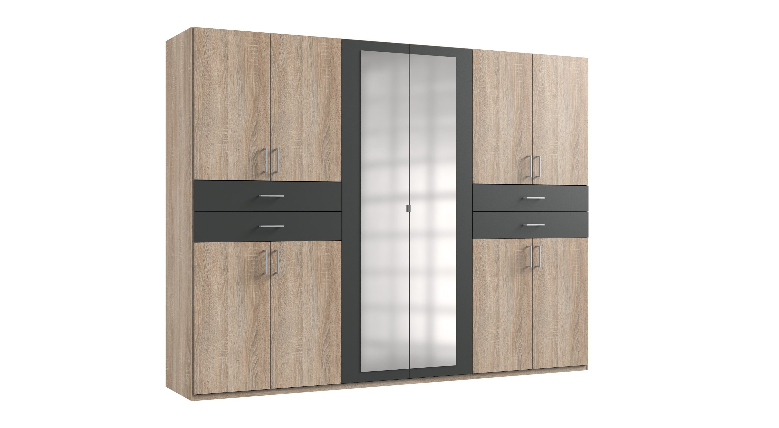 freiraum Dreh-/Schwebetürenschrank Taiga (B/H/T: 270x208x58 cm) in Eiche-sägerau-Nachbildung mit 4 Schubladen und 10 Türen