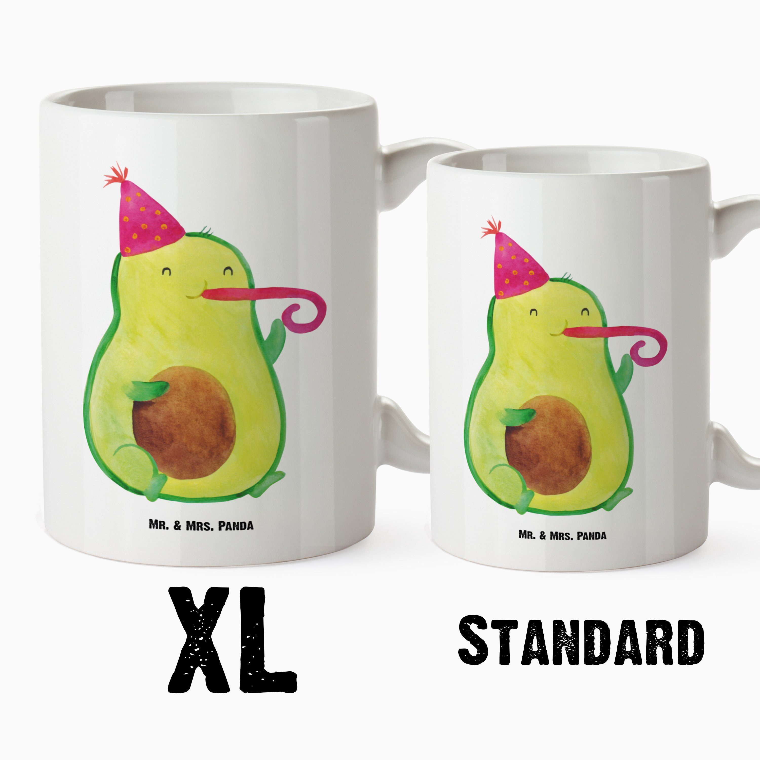 Tasse Partyhupe Keramik XL Geschenk, - Panda XL - Große Tass, Mr. Groß, & Tasse Avocado Fete, Weiß Mrs. Tasse,