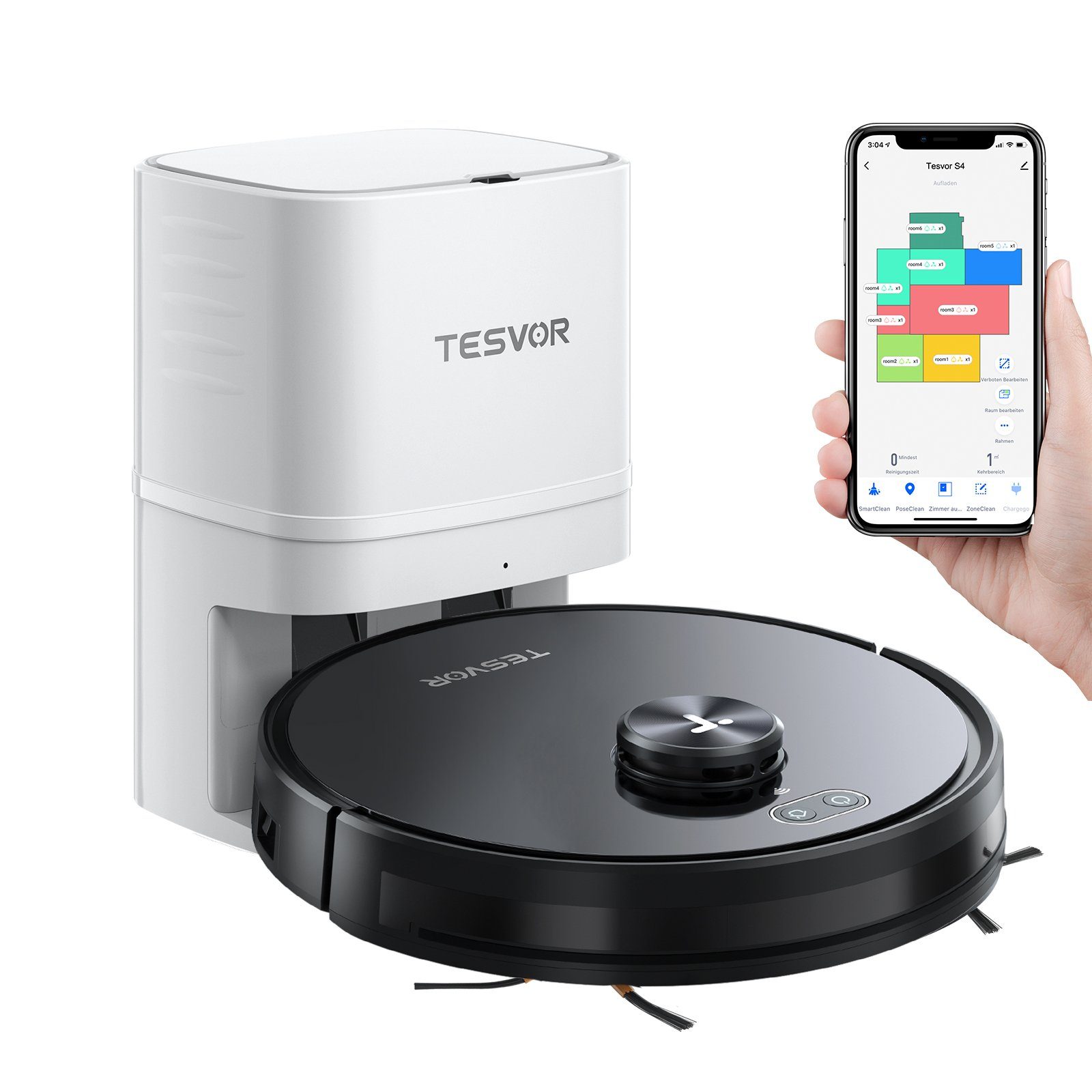 Tesvor Saugroboter S4 mit Absaugstation Staubsauger Roboter
