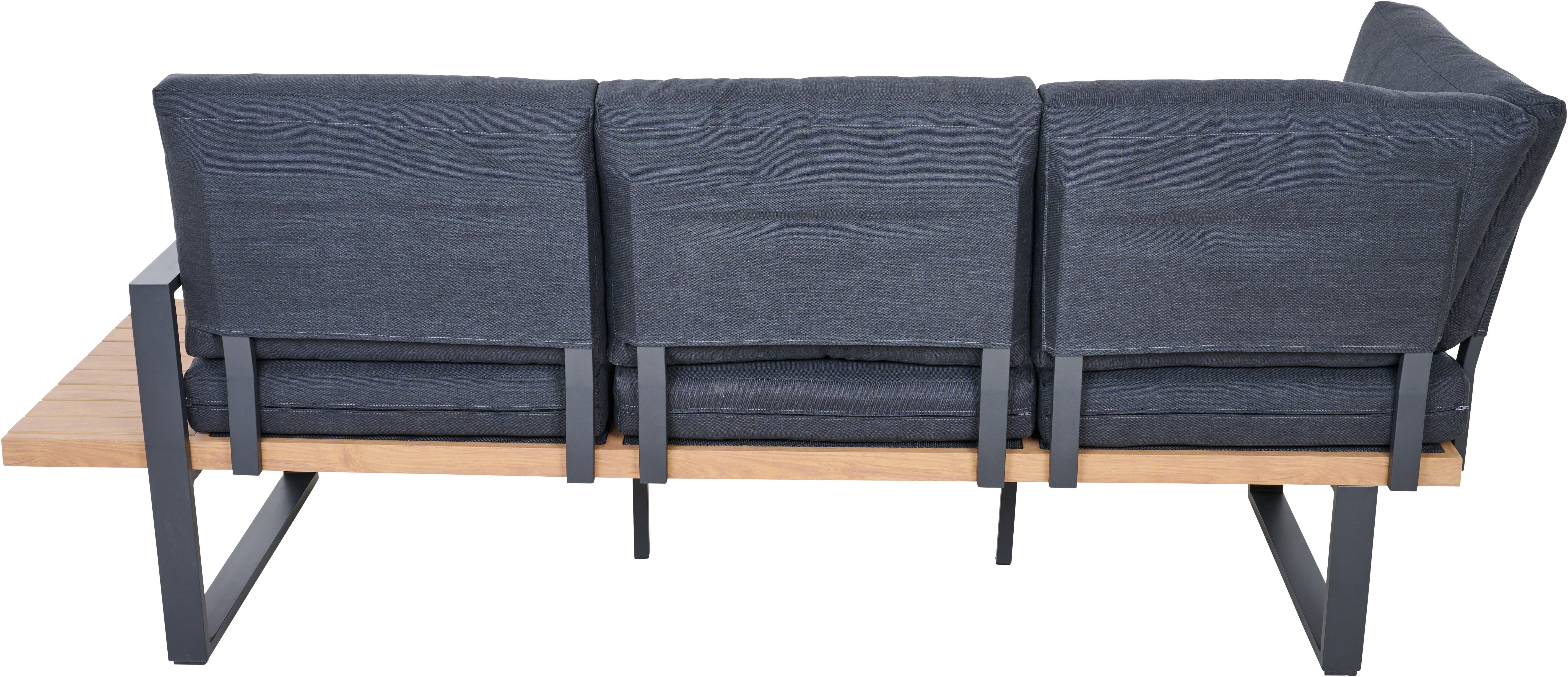 Siena Garden Gartensofa BARI, Set 2 Teile, Aluminium, teaklook, inkl. Kissen, Dining-Set 2-teilig